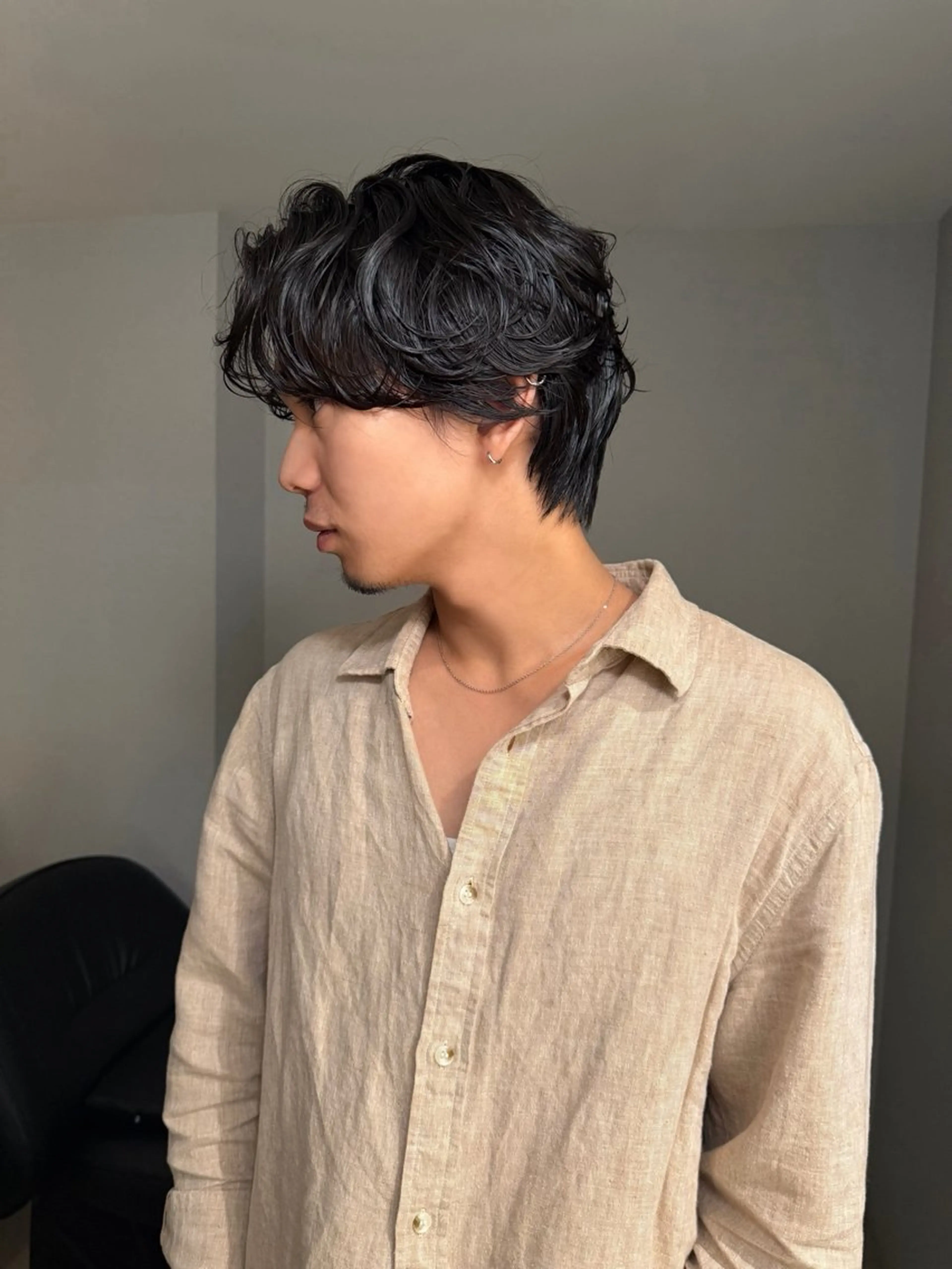 パーマ メンズ センターパート フェザーパーマ マッシュ メンズパーマ ニュアンスパーマ カット パーマ センターパート特化 井上健太のヘアスタイル