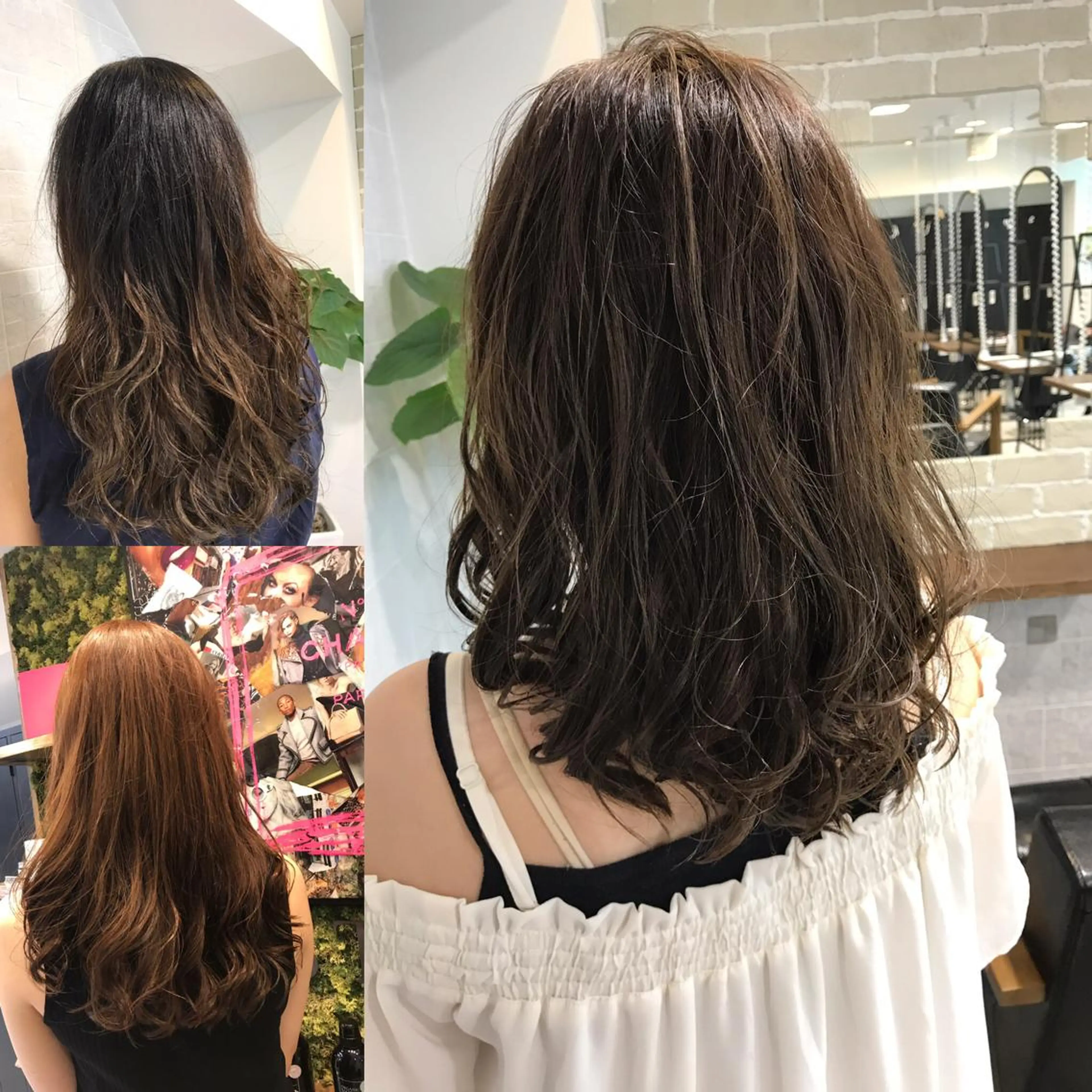 セミロング カラー パーマ ブリーチ特化 梅田本多翔のヘアスタイル