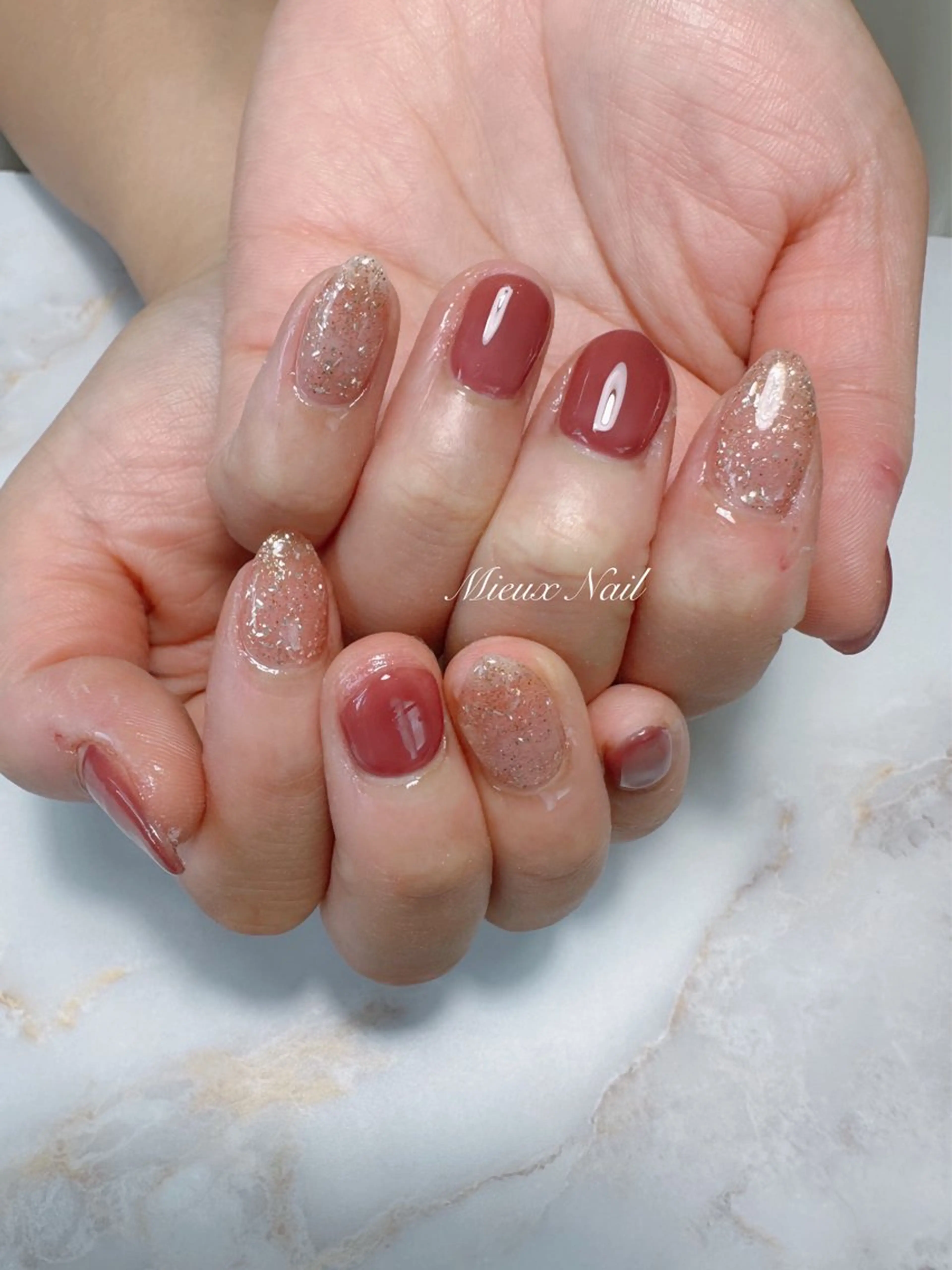 ネイル ブルー ジェルネイル パラジェル ハンドネイル 市川 麻衣子のネイルデザイン