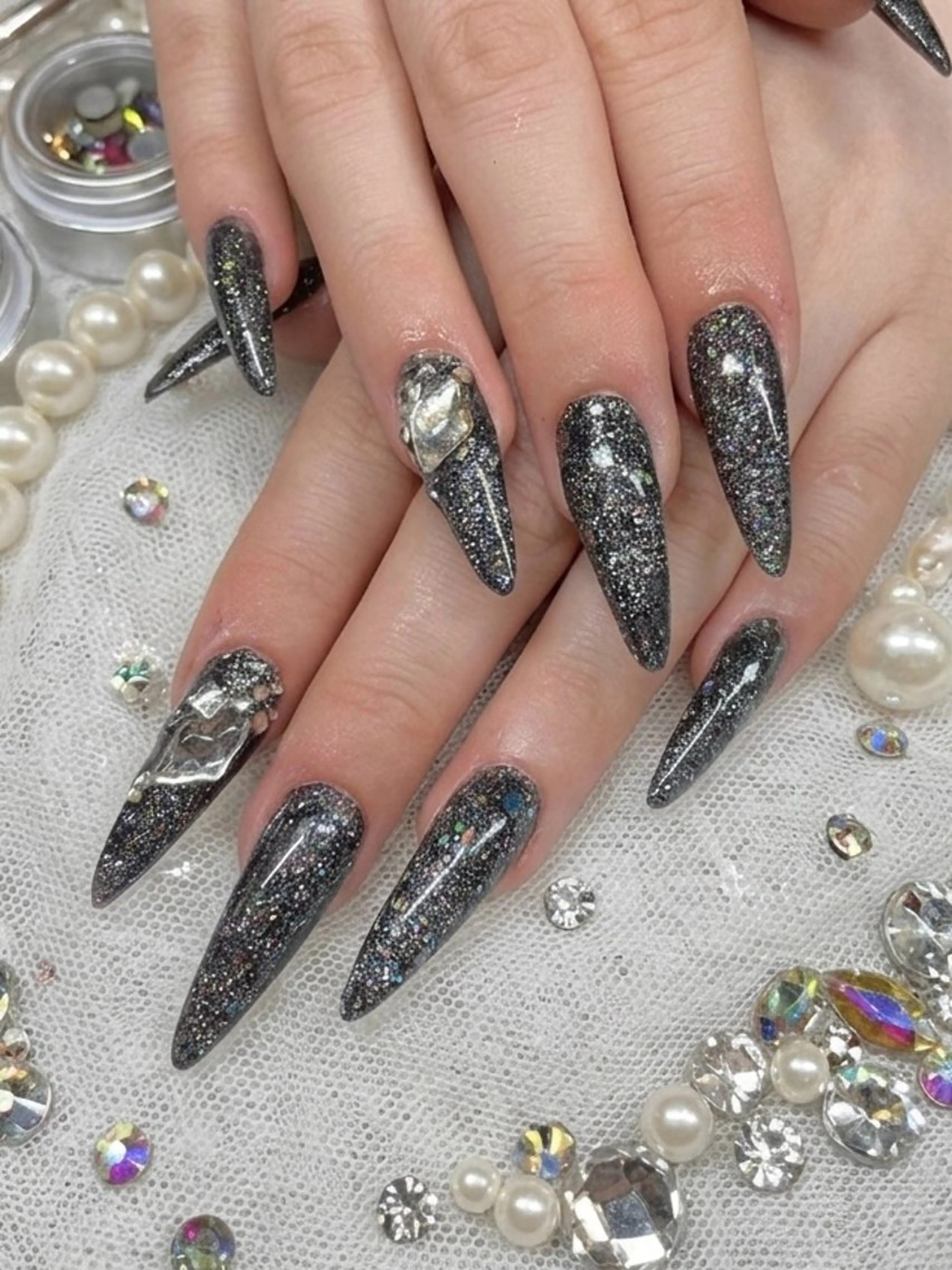 ネイル フラッシュネイル ラメ(グリッター) ロングネイル ワンカラーネイル ハンドネイル TUNEHA堂 (栄矢場町徒歩6分)のネイルデザイン