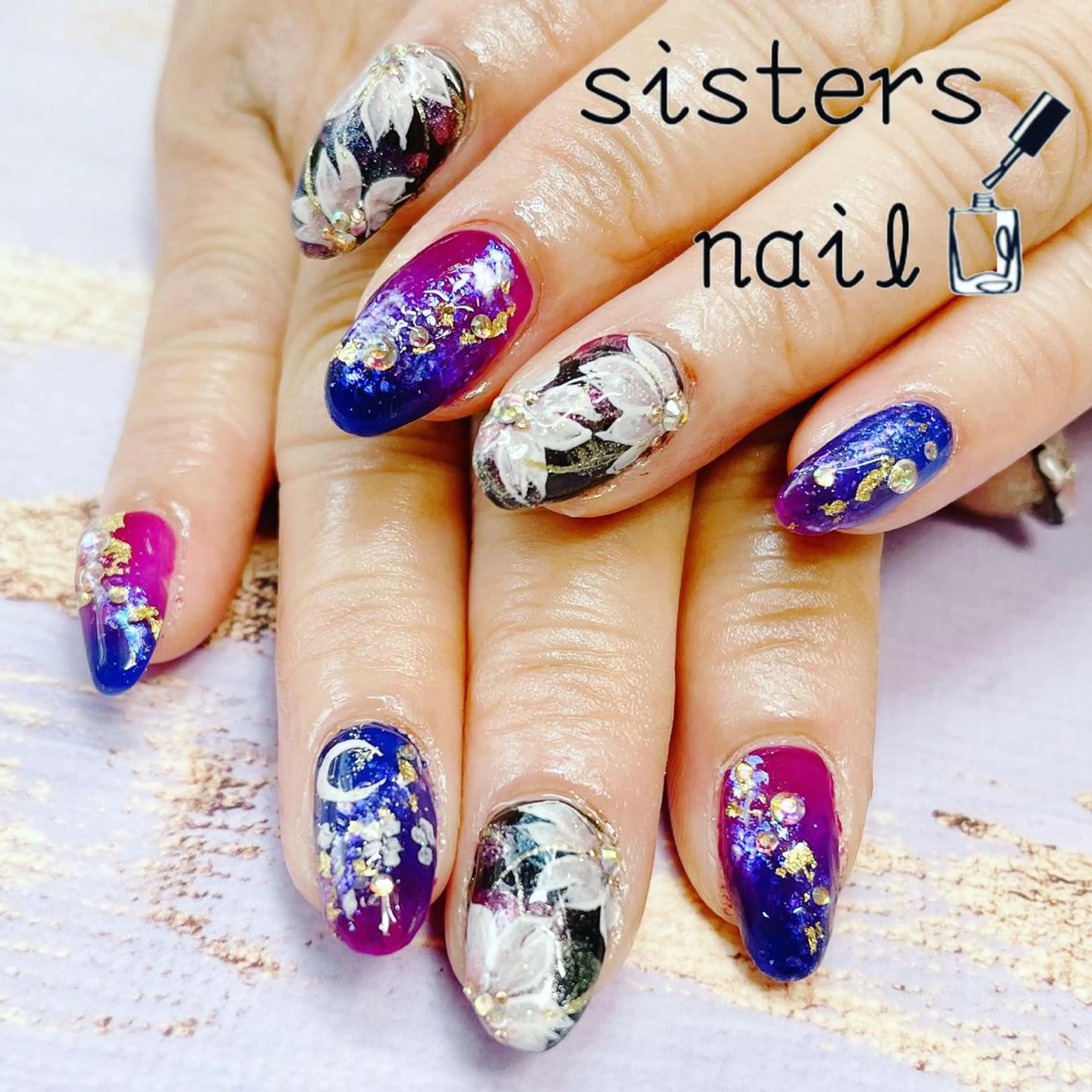 ネイル アートネイル オーロラネイル 桜ネイル 成人式 フラワーネイル ハンドネイル ハンドケア sisters nail.fのネイルデザイン