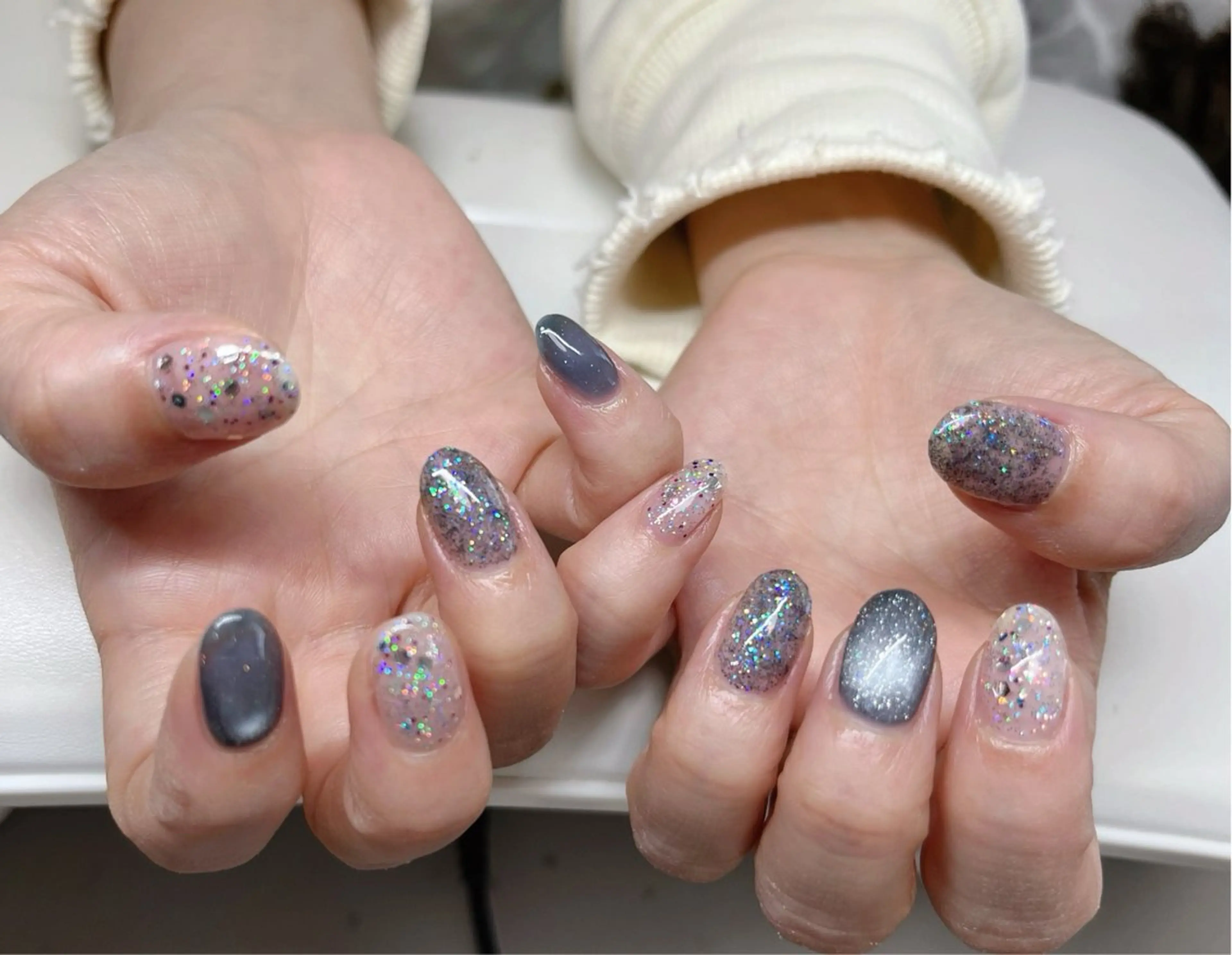 ネイル ブルー キラキラネイル ek.nail⭐︎ kanaのネイルデザイン