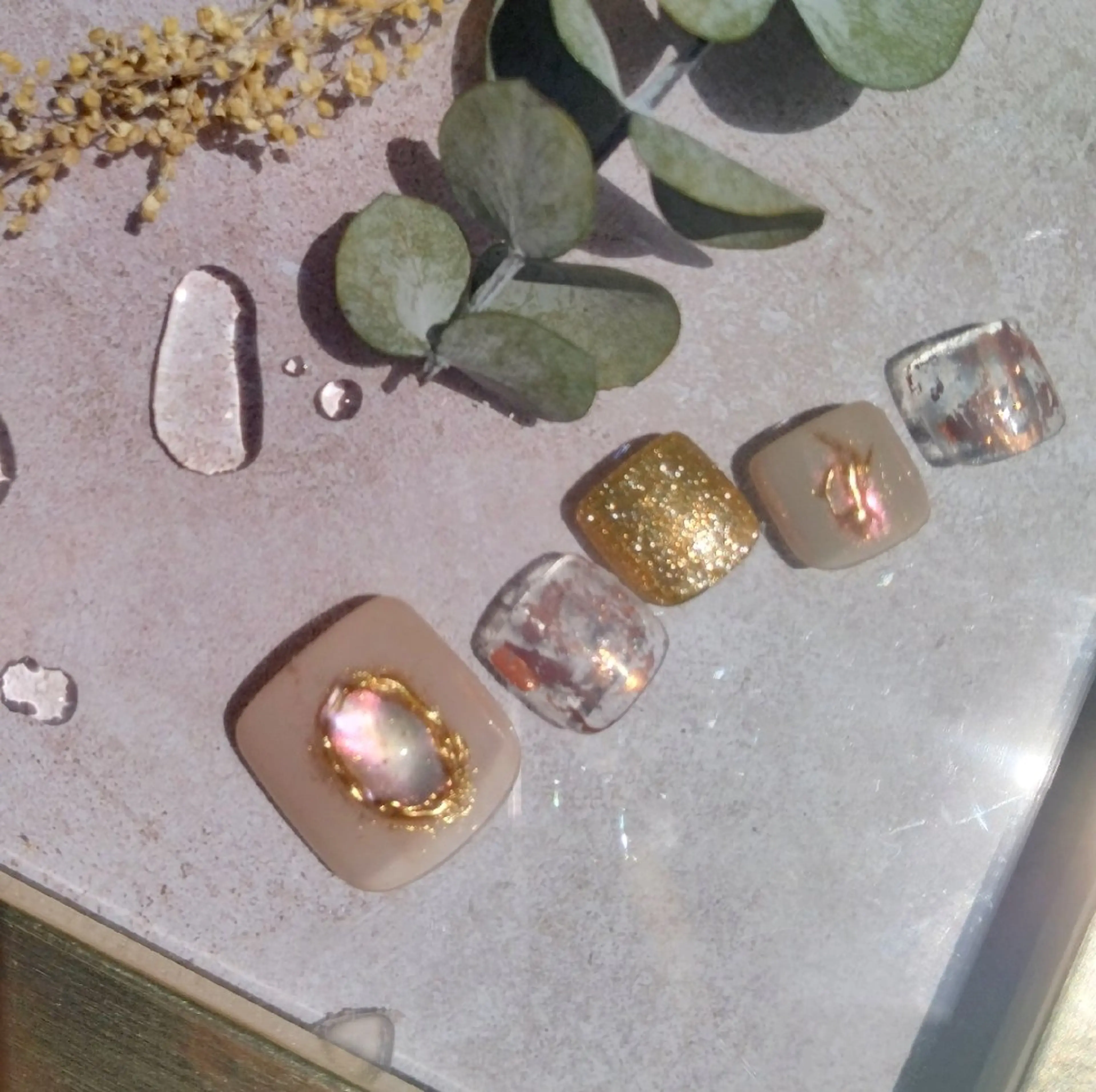 ネイル フットネイル ジェルネイル ミラーネイル パラジェル ピンク フットネイル Nailsalon manoのネイルデザイン