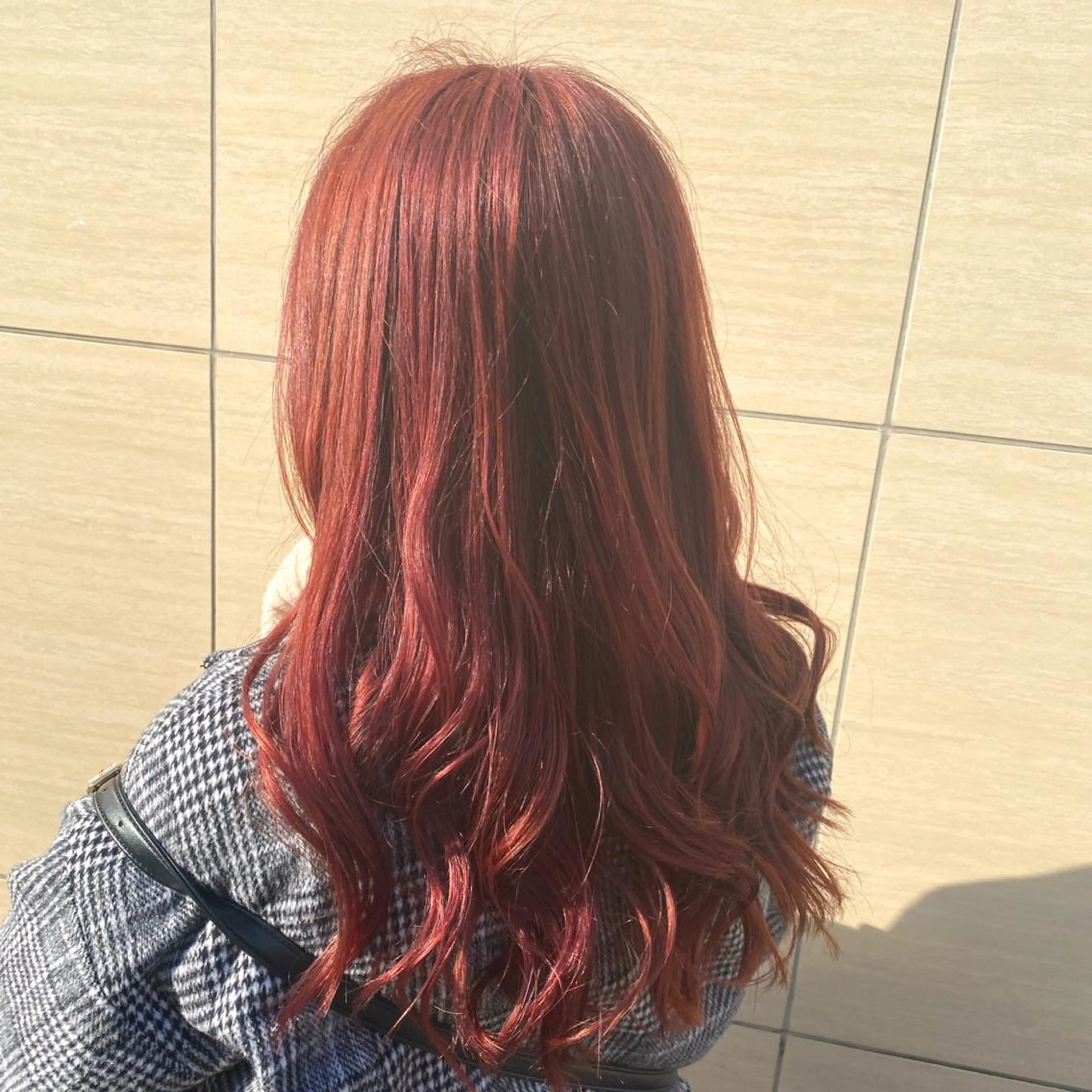 ロング カラー ブリーチ レッドカラー ヘアカラー トリートメント ブリーチなしWカラー ✨縮毛矯正✨ワタベのヘアスタイル