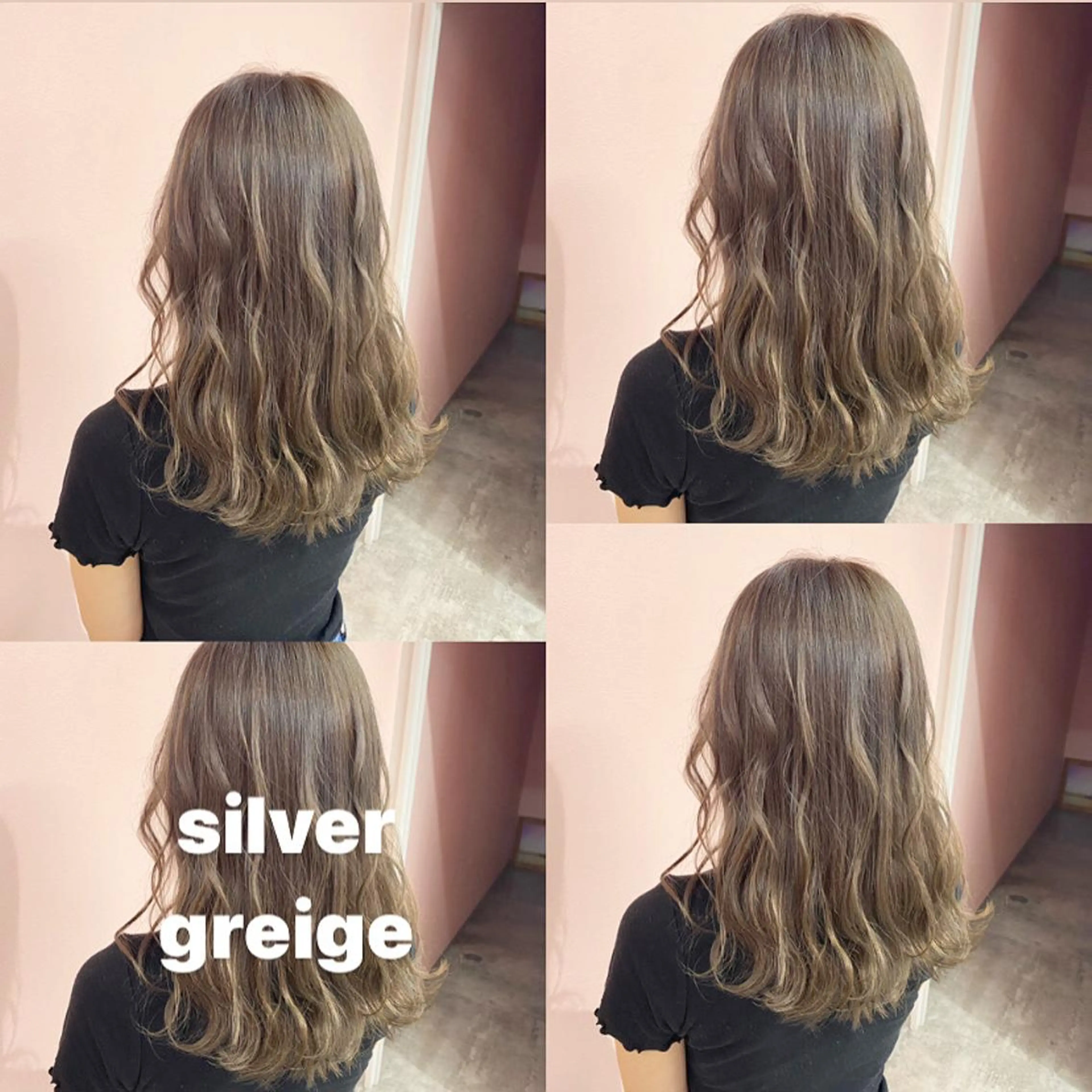 ロング カラー ヘアアレンジ ブリーチ 透明感カラー デザインカラー グレージュ シルバー RIYA❤︎ Aujuaソムリエのヘアスタイル