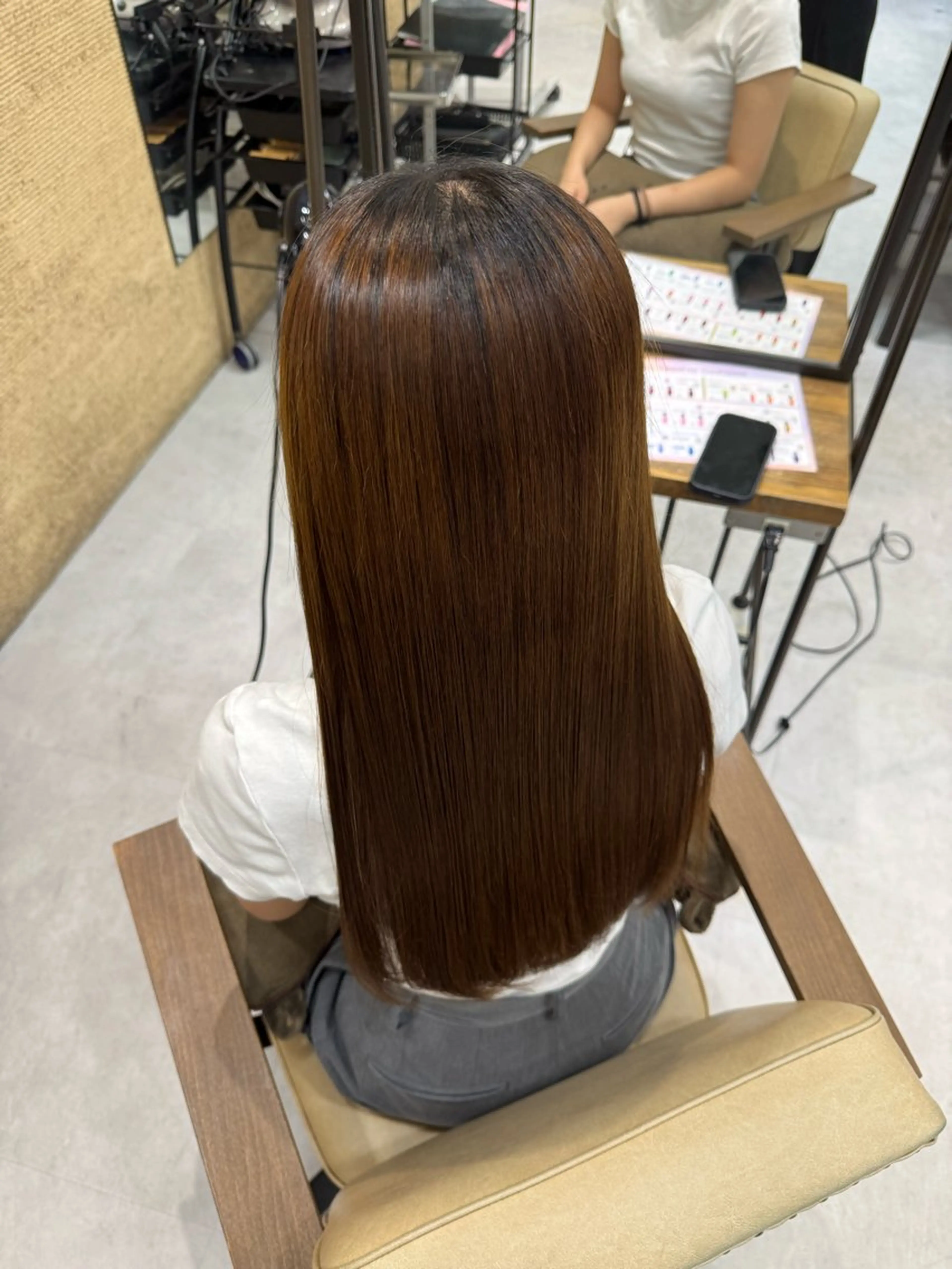 ロング 縮毛矯正 ブリーチなしwカラー /艶カラー/oukaのヘアスタイル