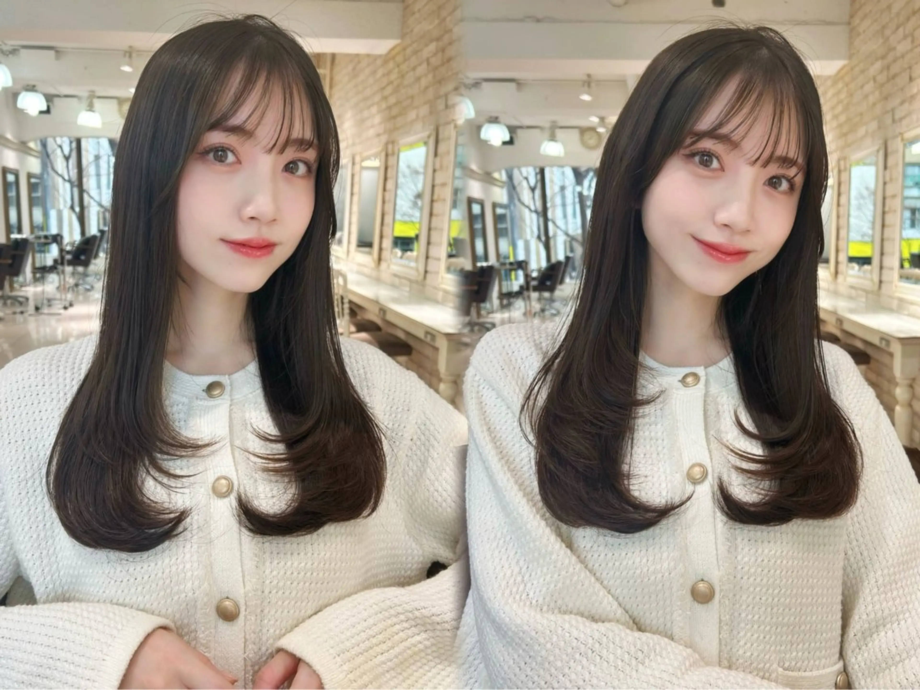 ロング カラー ブラウンカラー レイヤーカット 顔周りカット/縮毛 /マツエク/詩織🕊のヘアスタイル