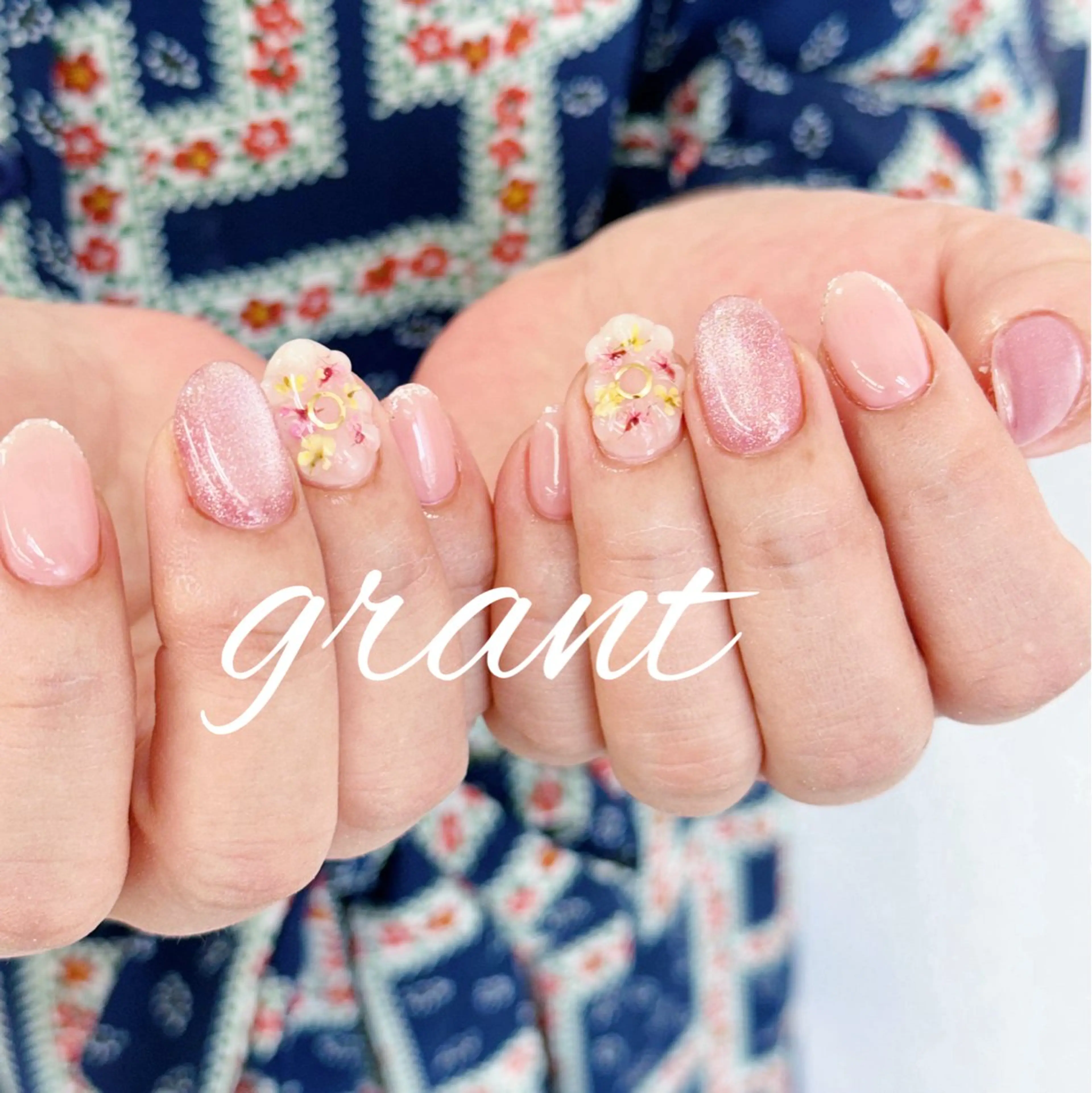 ネイル フラワーネイル マグネットネイル シンプルネイル 春ネイル ハンドネイル nailsalon grantのネイルデザイン