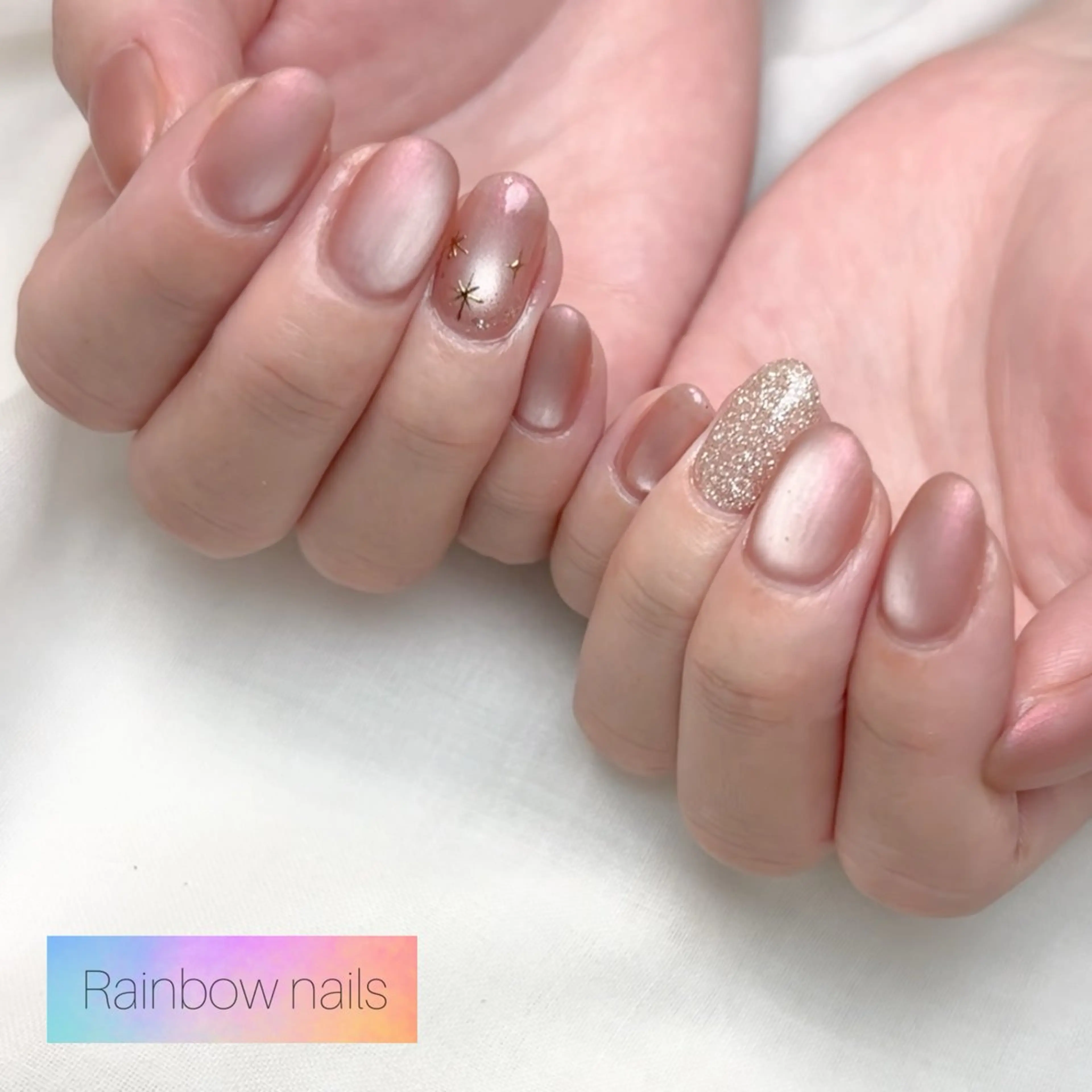 ネイル マグネットネイル マットネイル ハンドネイル Rainbow nailsくろちゃんのネイルデザイン