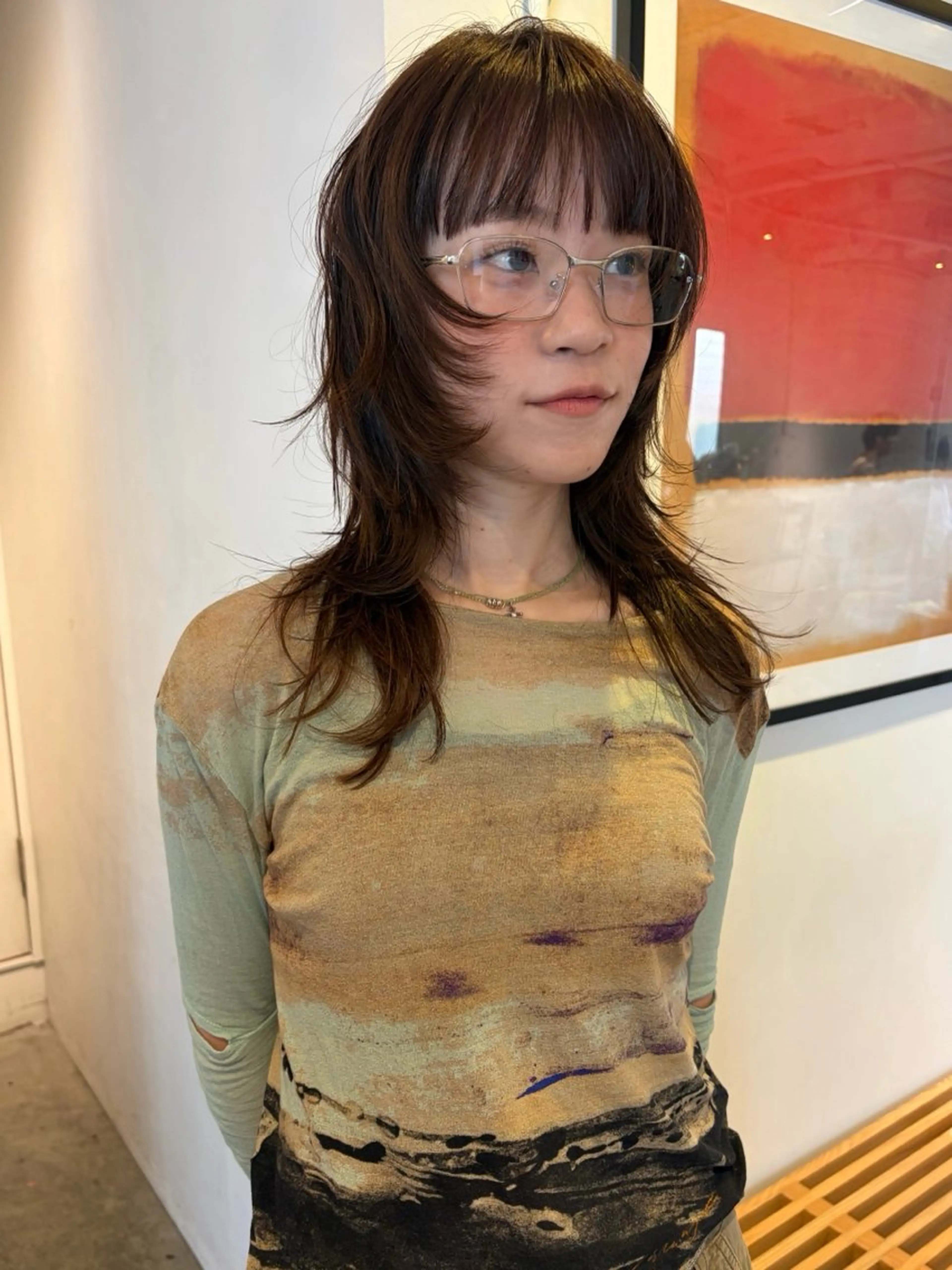 セミロング カラー ブラウンカラー ハッシュカット レイヤーカット ウルフカット ウルフレイヤー カット ヘアカラー トリートメント 村上雅人 ナチュラルモードのヘアスタイル