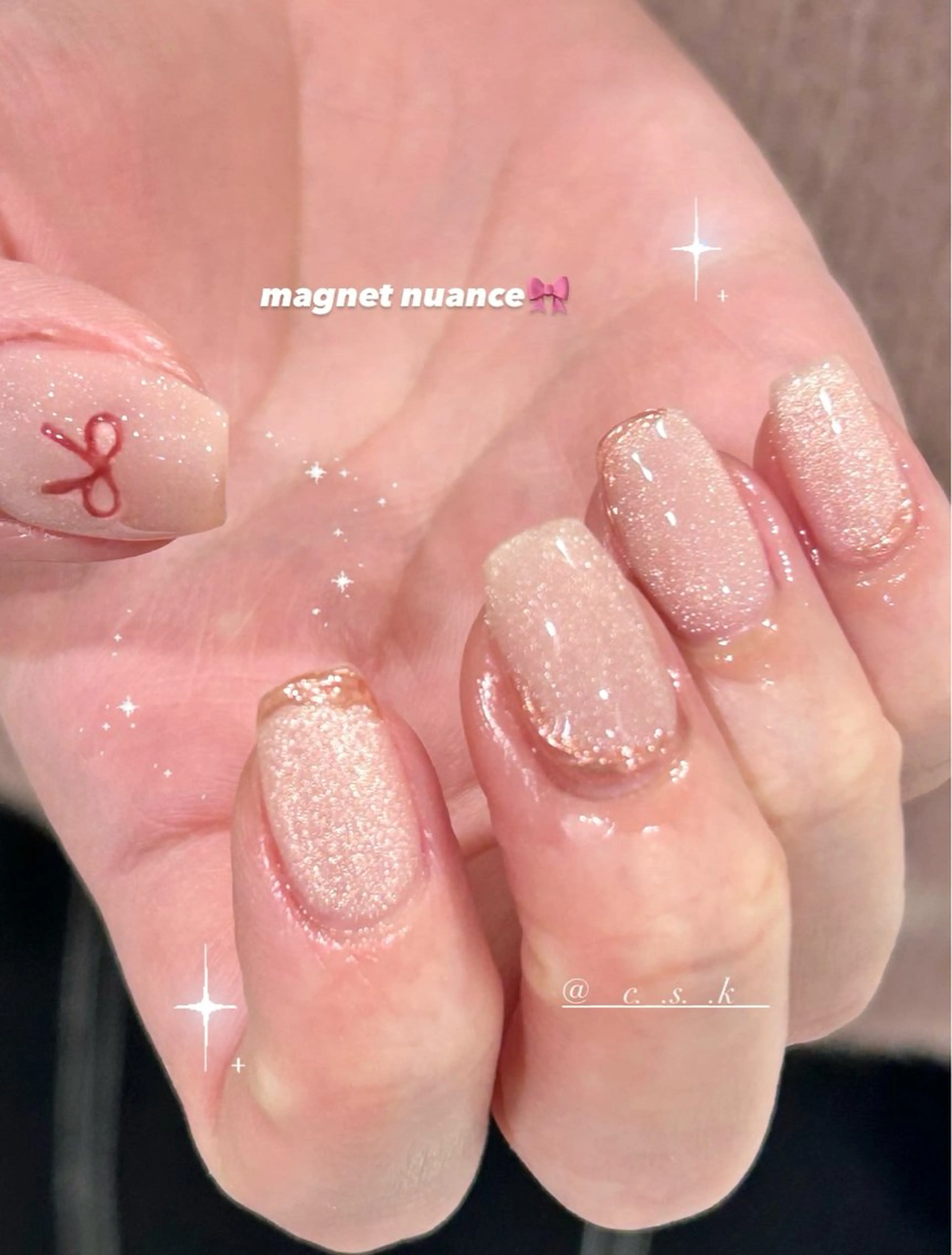 ネイル リボン 🎀チーク/ちゅるん 🫧chisa🎀のネイルデザイン