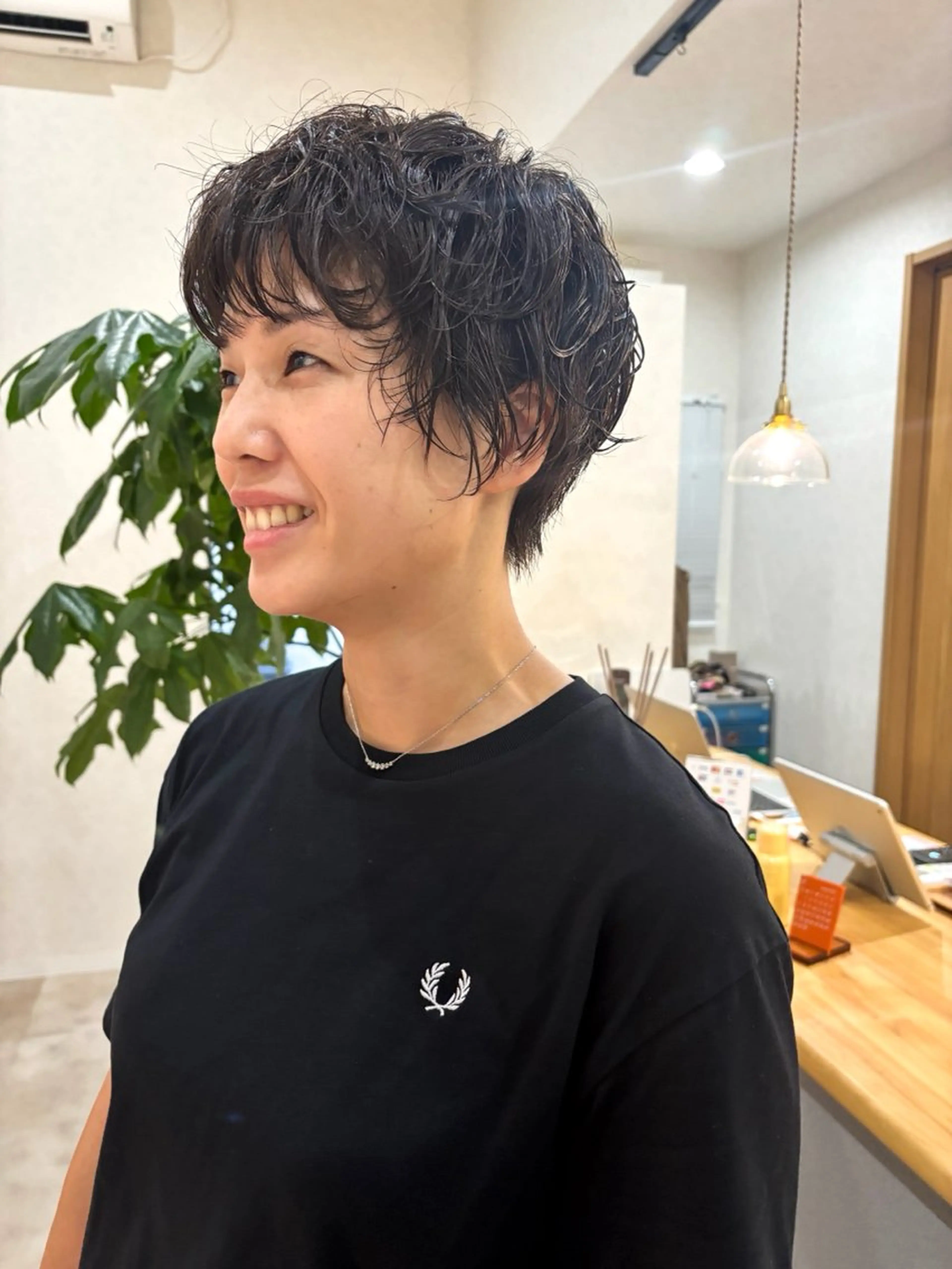 ショート パーマ カット パーマ トリートメント en,ボブ/レイヤー パーマ/透明感カラーのヘアスタイル