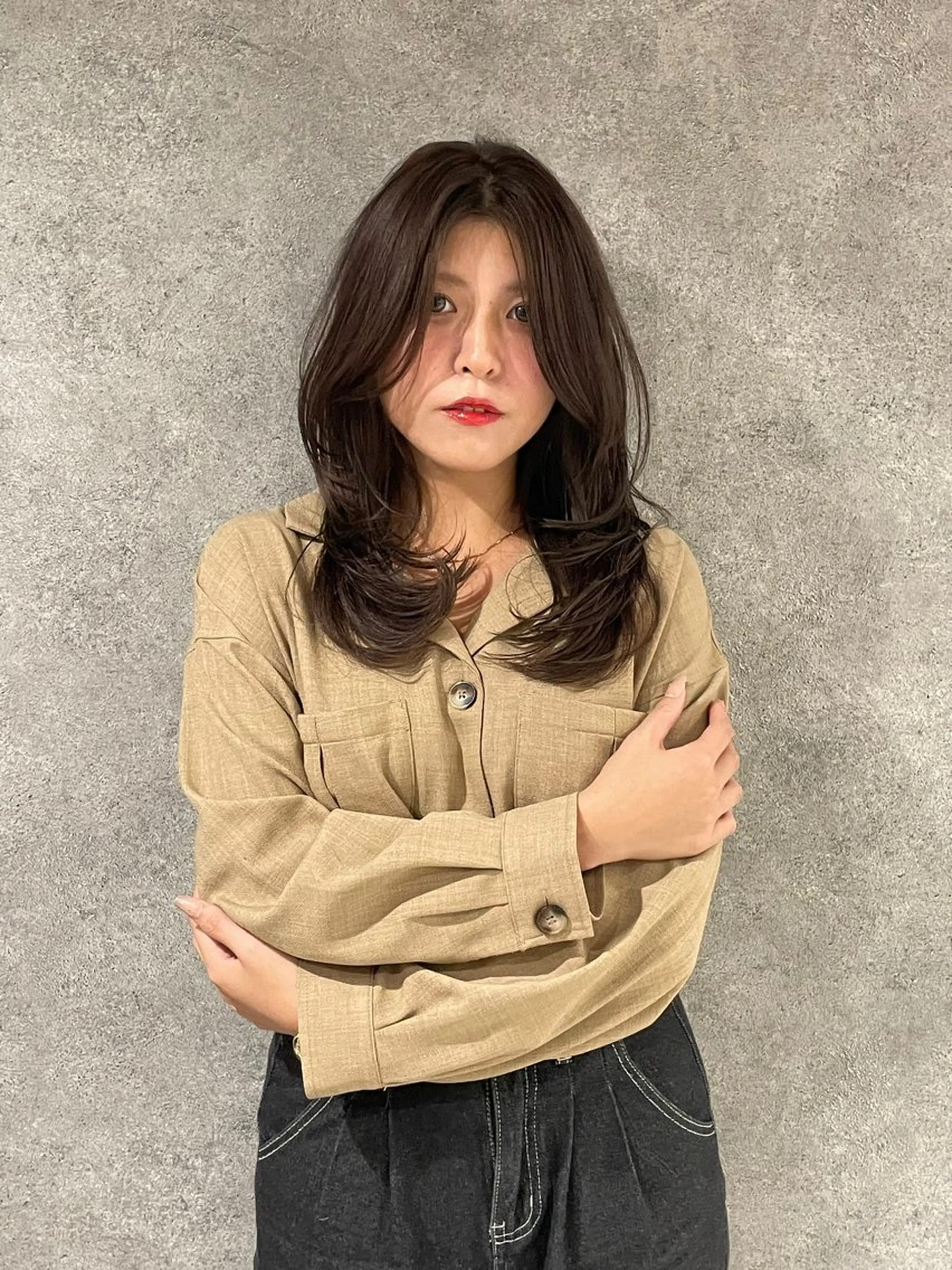 セミロング 韓国風ヘア レイヤーカット ウルフカット カット ヘアカラー トリートメント 髪質改善縮毛矯正 ◽️河野泰貴のヘアスタイル