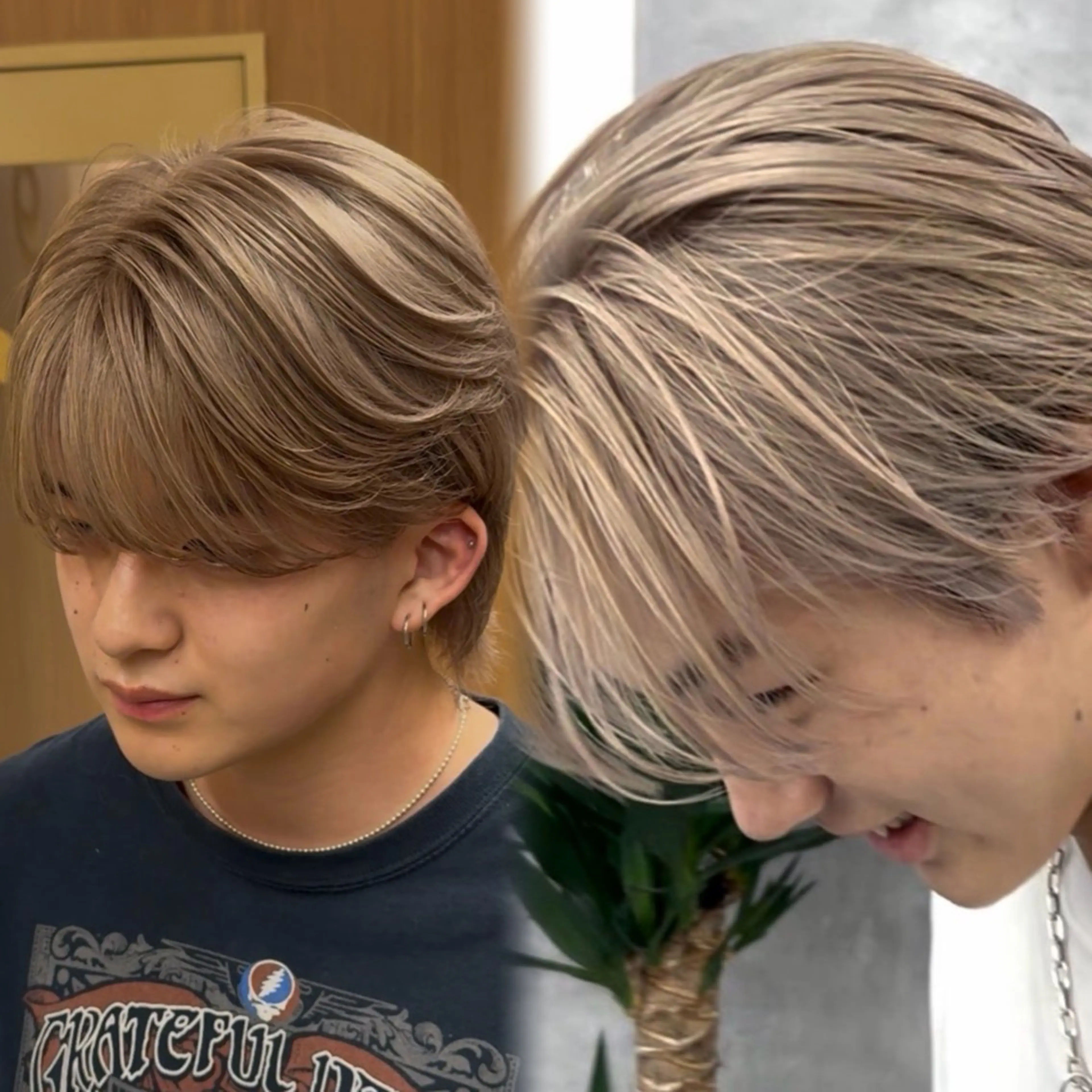 《ミルクティーカラー🙌》メンズ必見✨カット+ブリーチ1回+オンカラー+トリートメント✨の写真