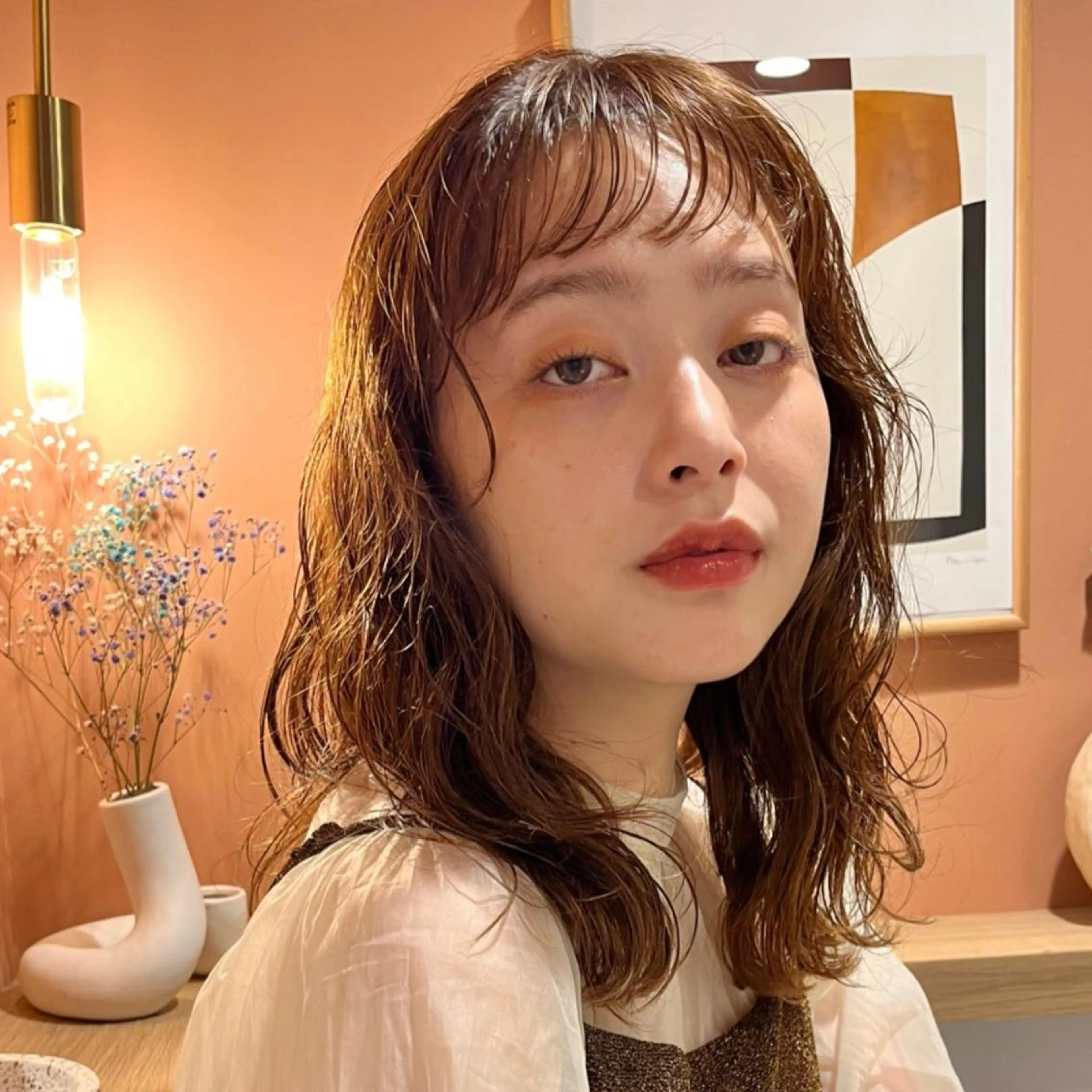 ミディアム カット ヘアカラー パーマ トリートメント ヘッドスパ ヘアセット 🫧レイヤー/暖色 /ベージュMAI🫧のヘアスタイル