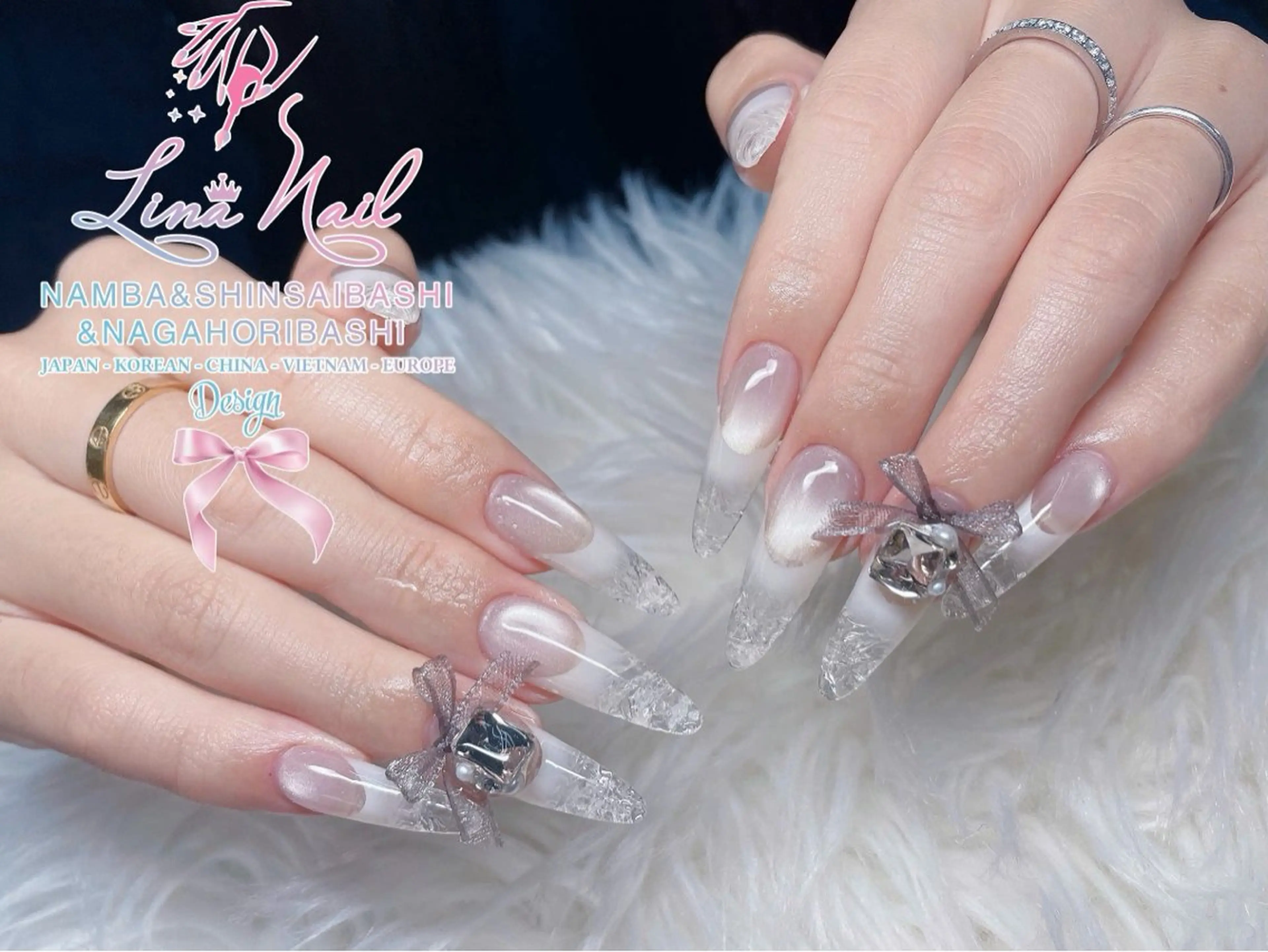 ロング 韓国風ヘア ロング クリスマス ハンドネイル Linanail Nambaのマツエク・マツパデザイン