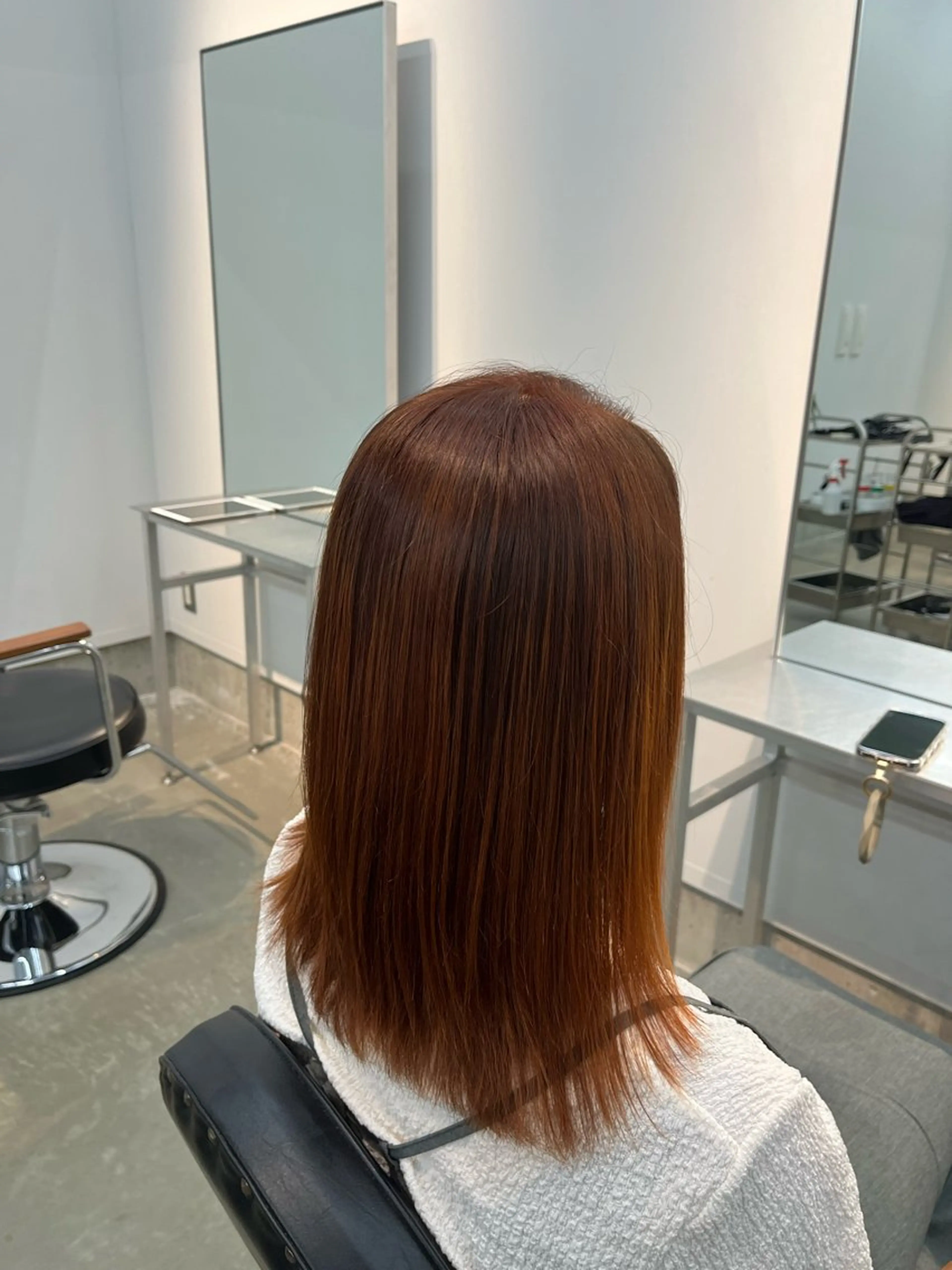 セミロング オレンジブラウン ヘアカラー トリートメント Yuito/カラー/ ブリーチ/ストレートのヘアスタイル