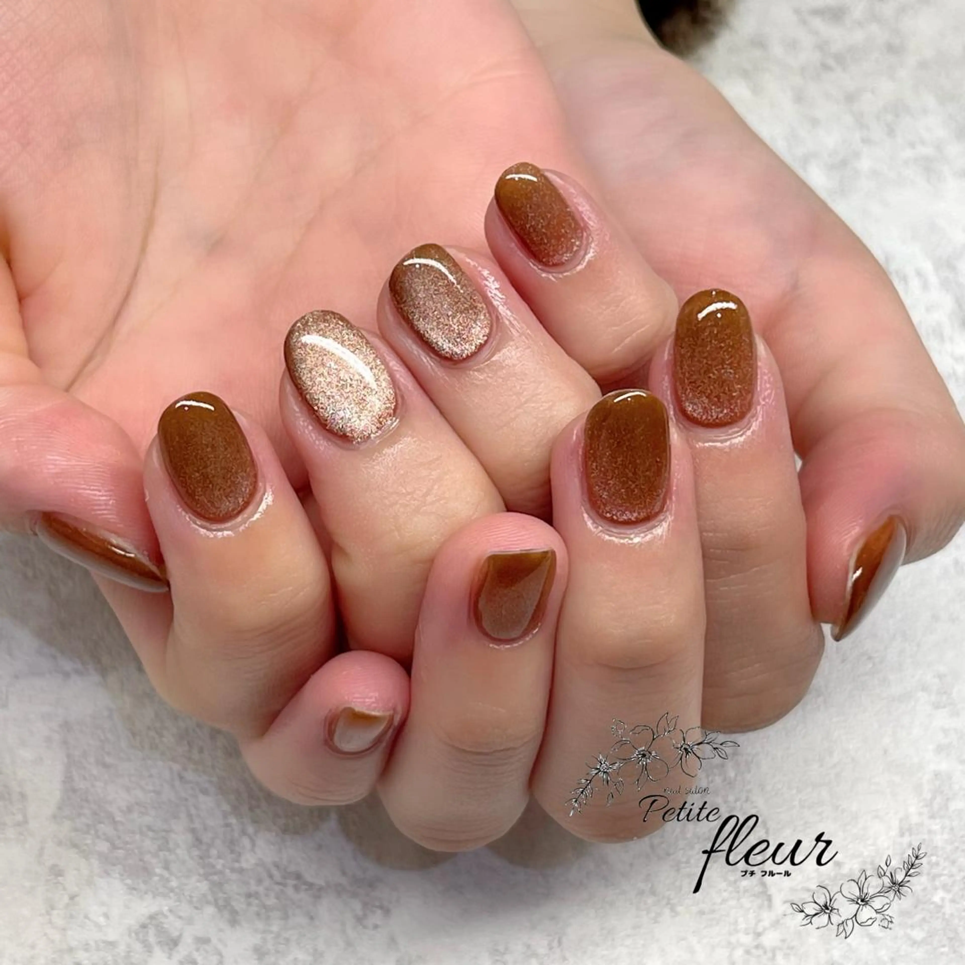 ネイル ブラウン マグネットネイル ❁⃘*。Petite fleur❁⃘*りさのネイルデザイン