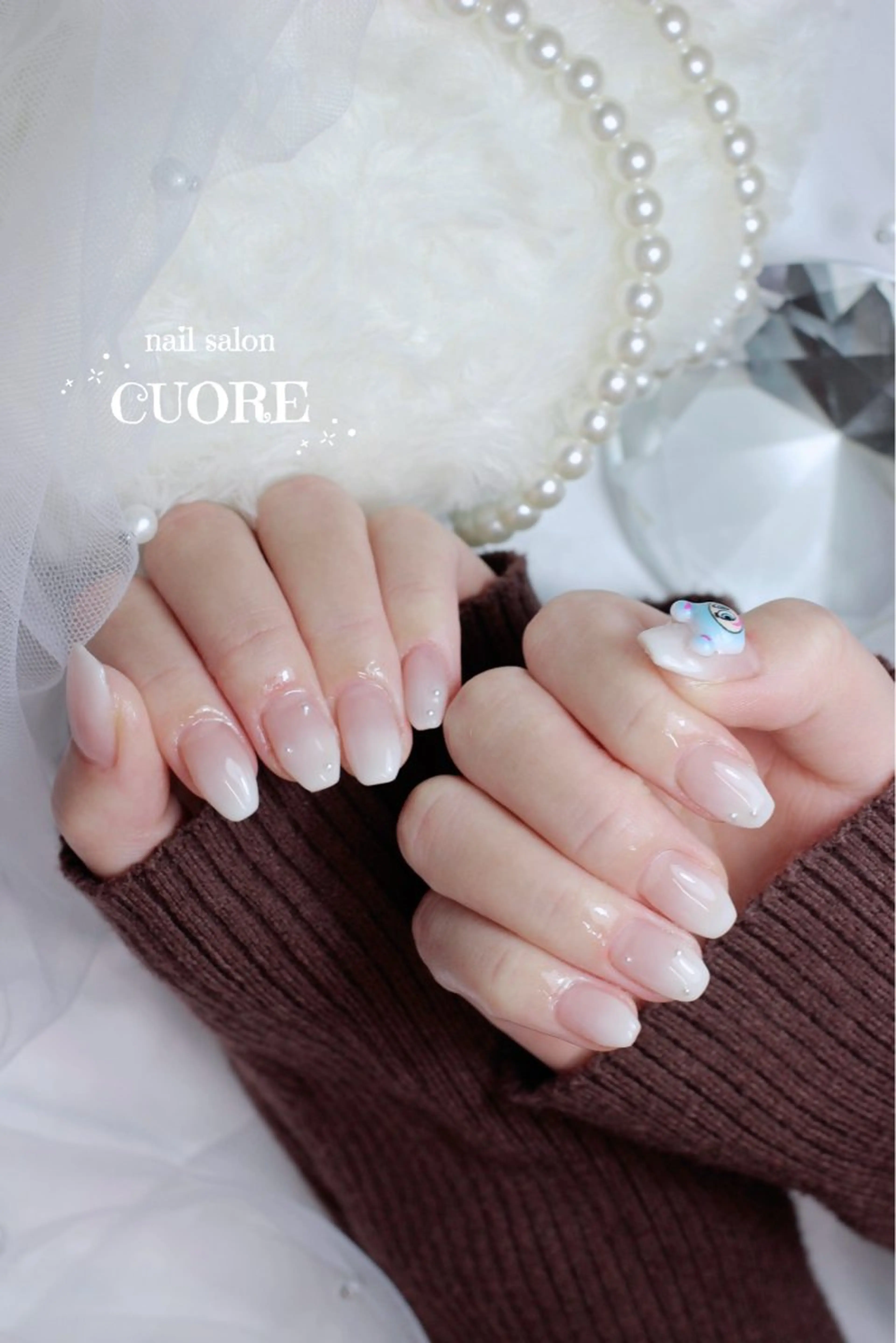 ネイル ブルー ジェルネイル グラデーション オフィスネイル シンプルネイル nail salon CUOREのネイルデザイン