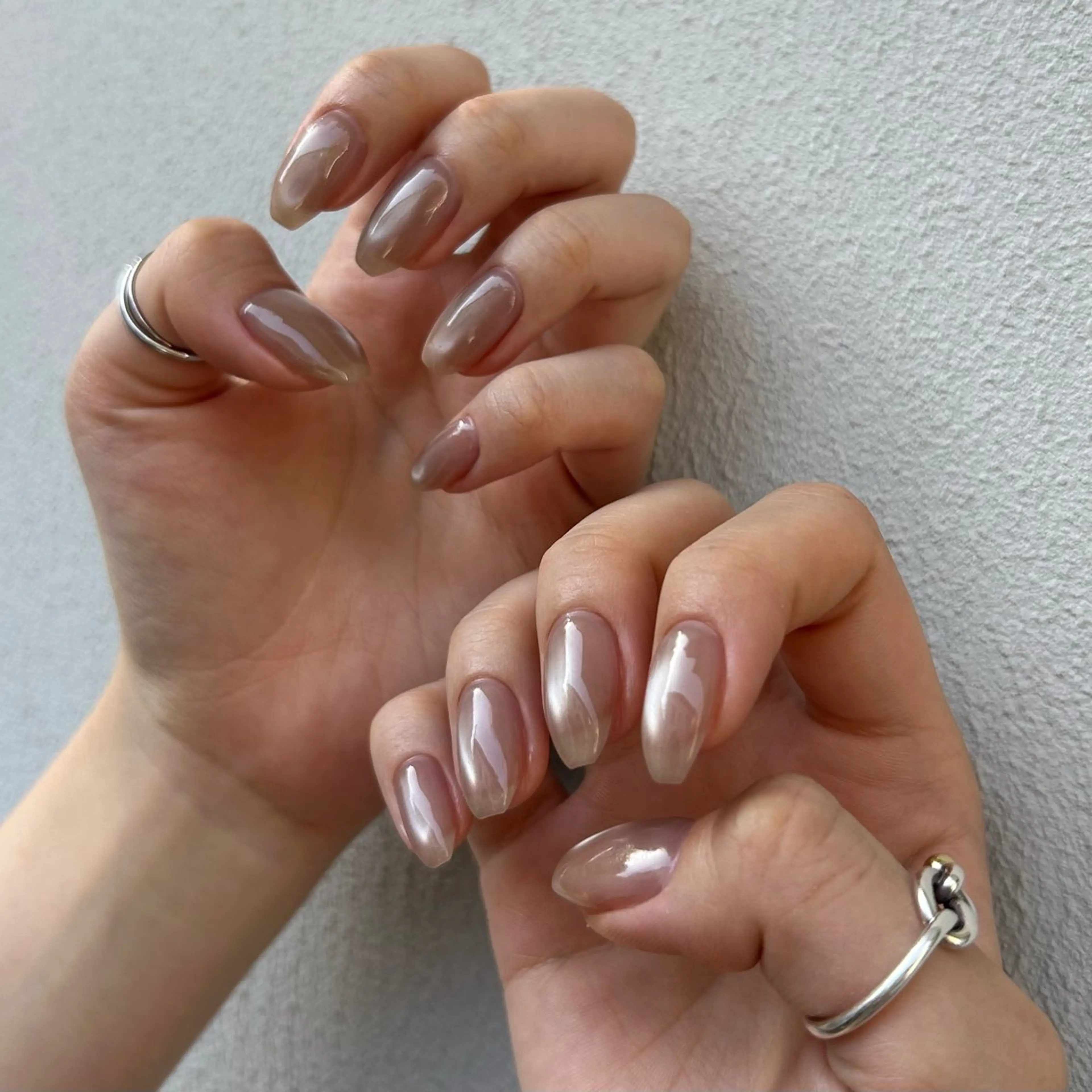 ネイル ブラウン マグネットネイル ピンク ハンドネイル Yumi シンプルネイルのネイルデザイン