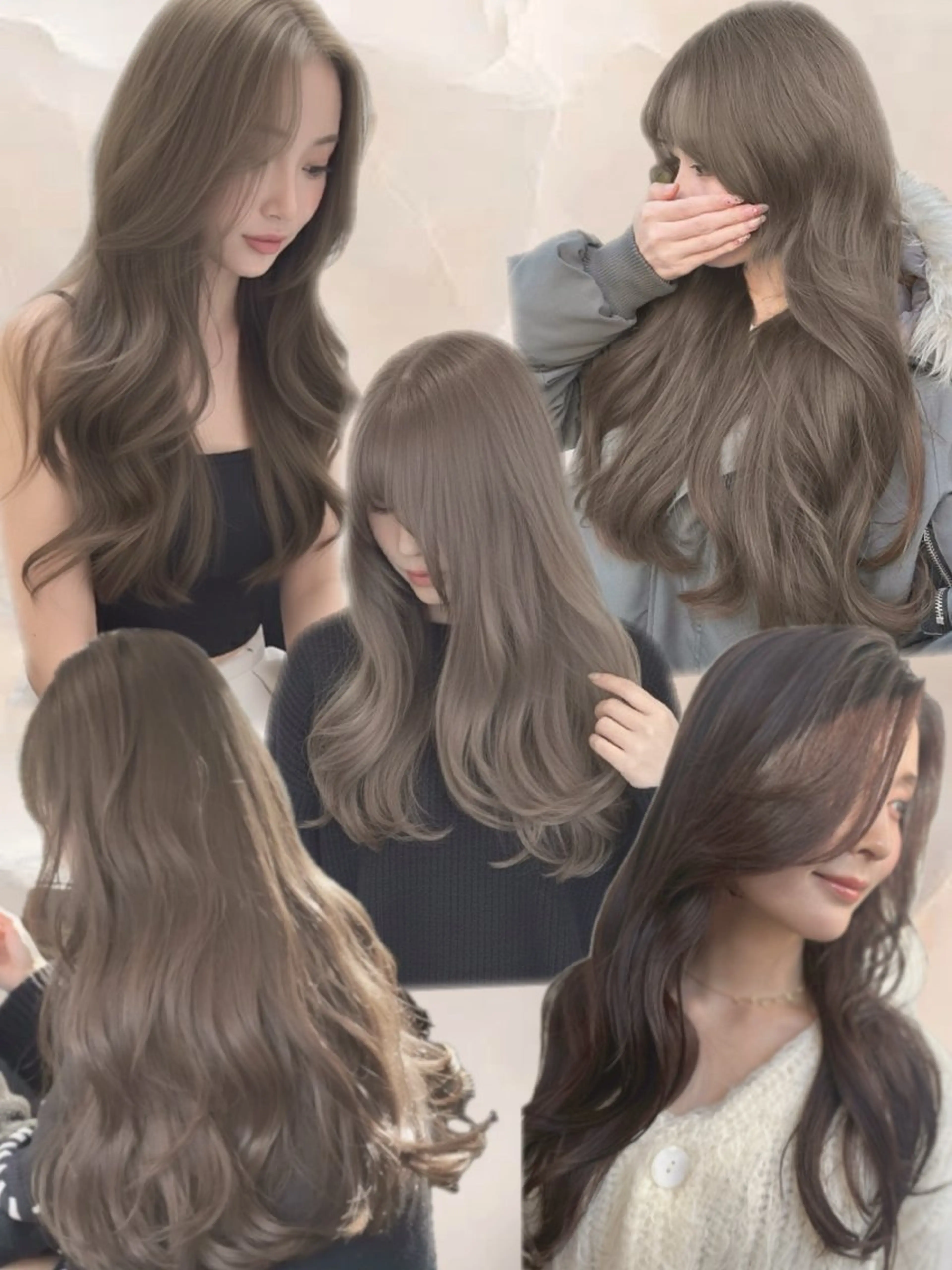 ロング カラー ベージュカラー ブリーチ ケアカラー 透明感カラー グレージュ 赤み消し韓国ヘア レイヤー縮毛🤍渡邉のヘアスタイル