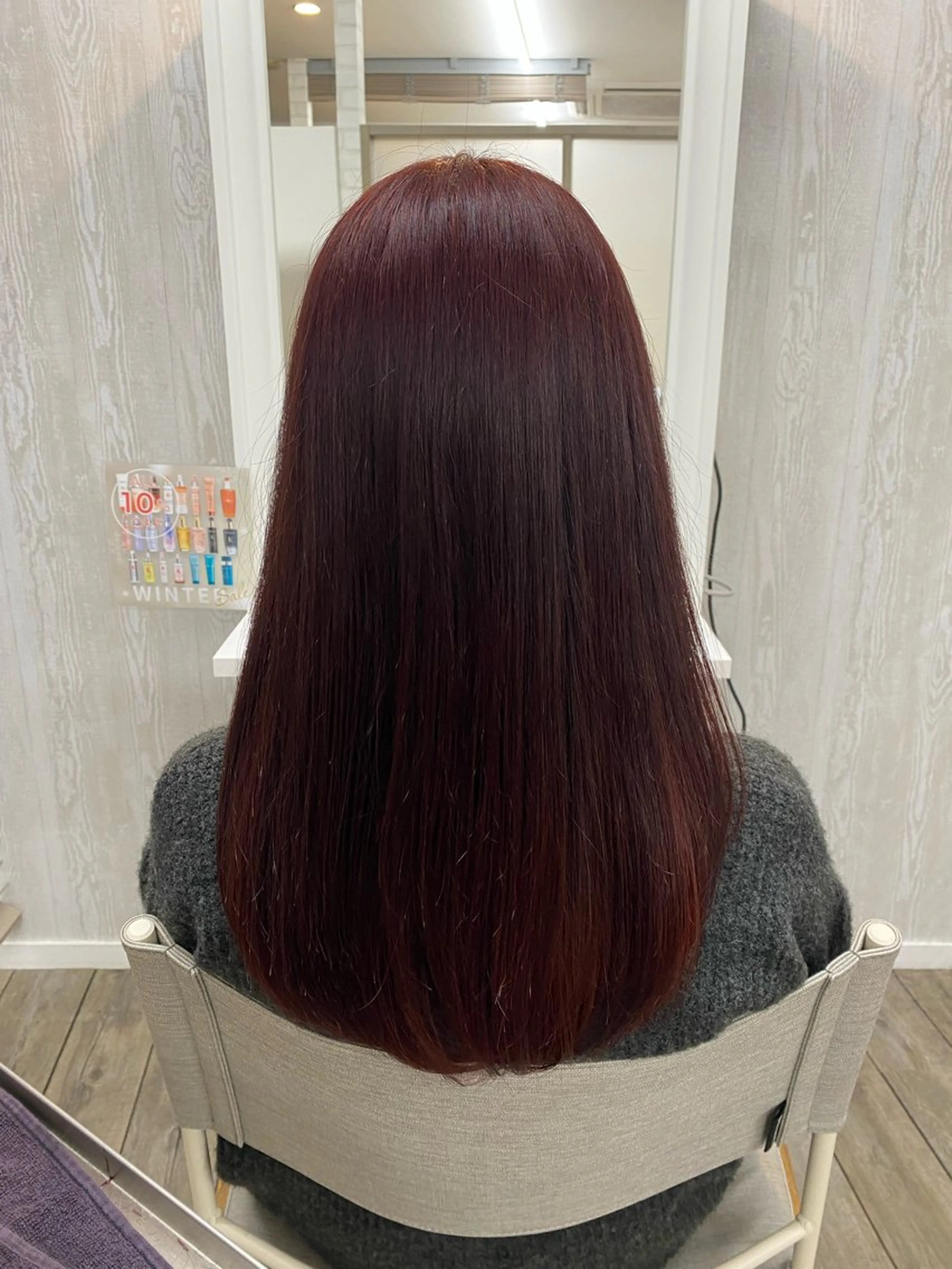 ロング カラー ブラウンカラー レッドカラー レッドブラウン THETAふじみ野 野宮のヘアスタイル