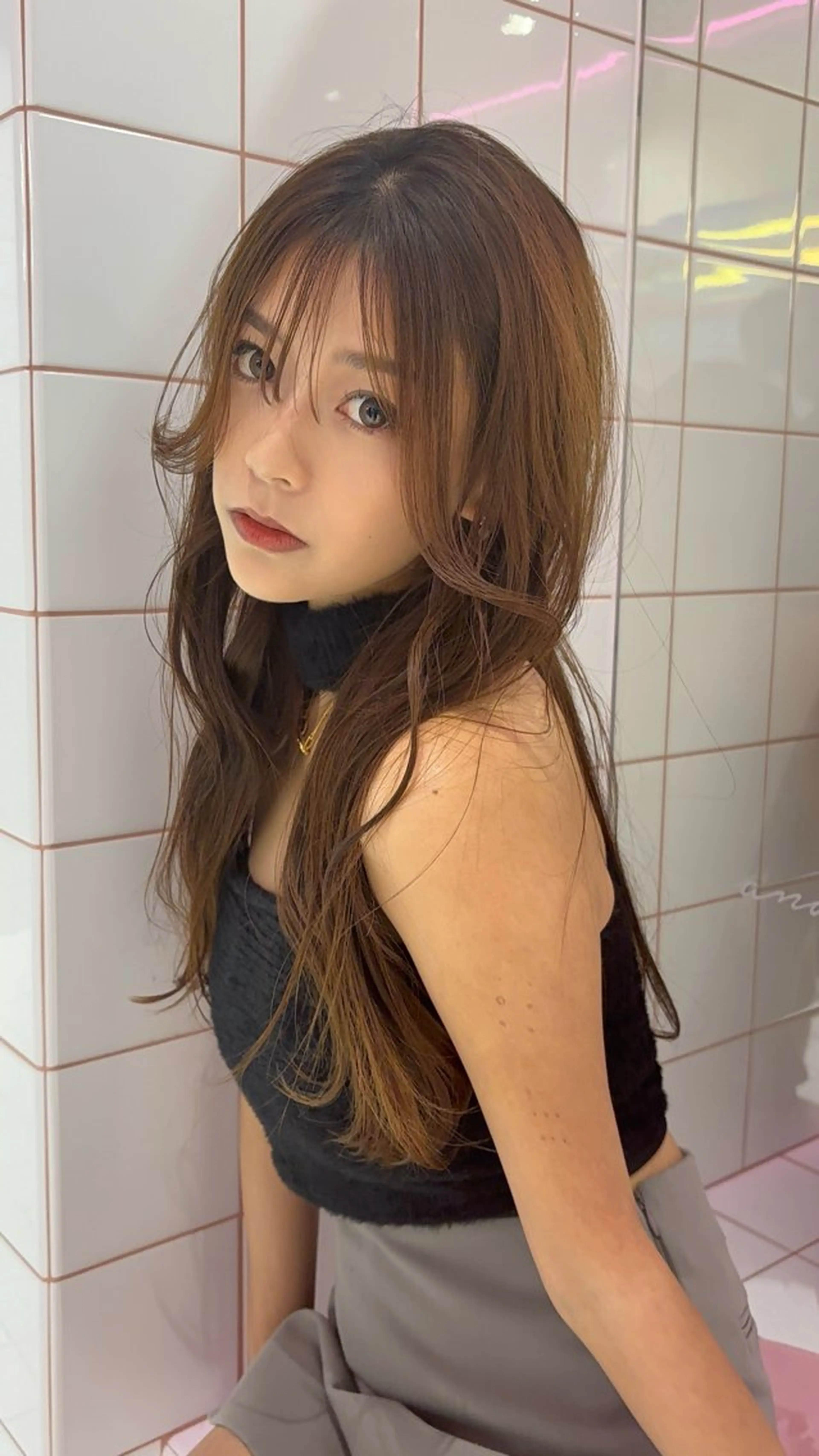 ロング カラー 透明感カラー トリートメント ヘアカラー 色気レイヤースタイル 洒落色気ヘアマサトのヘアスタイル