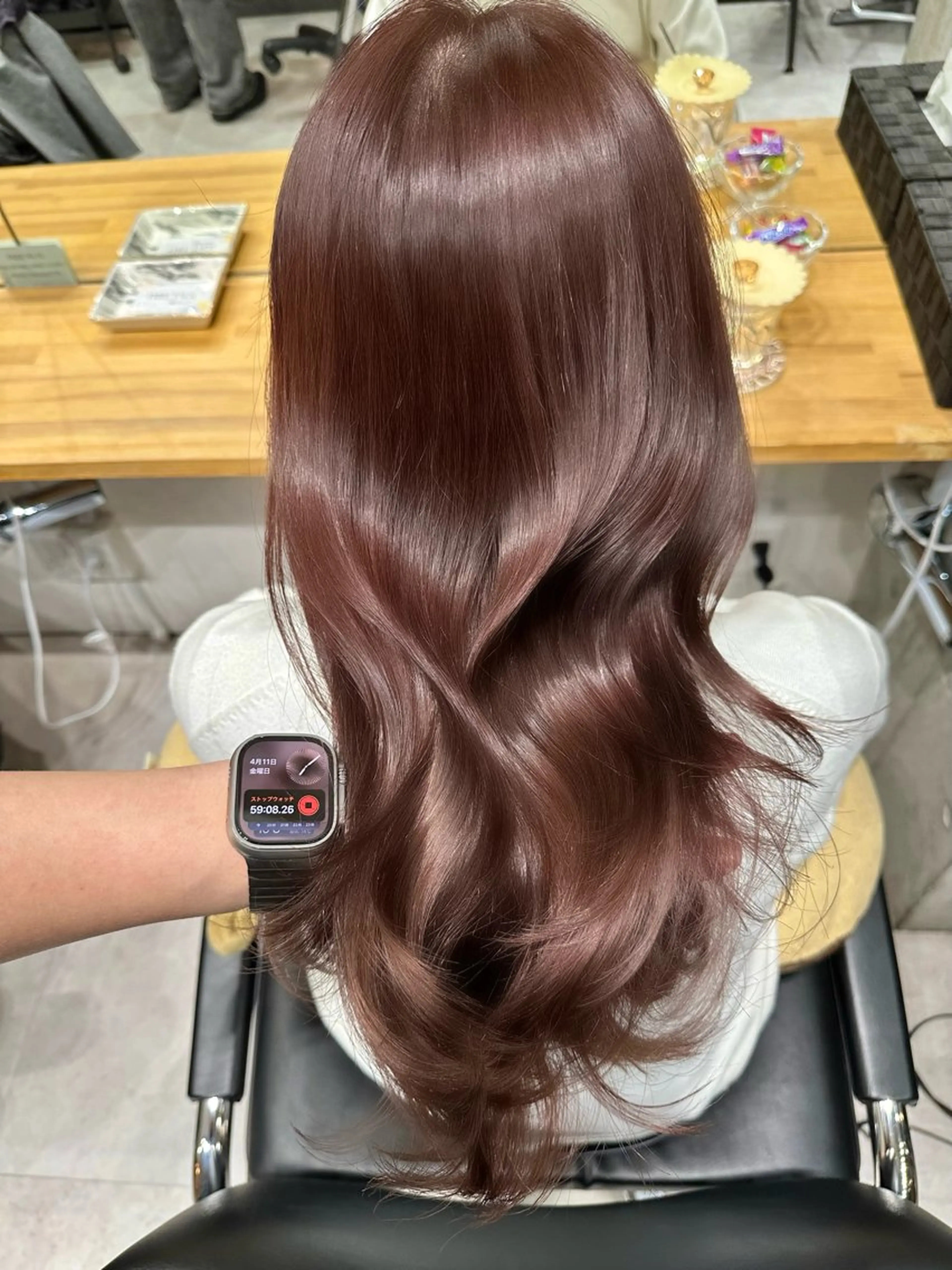 セミロング ピンクブラウン カット ヘアカラー トリートメント ✨透明感カラー/縮毛 恵比寿HAYATO✨のヘアスタイル