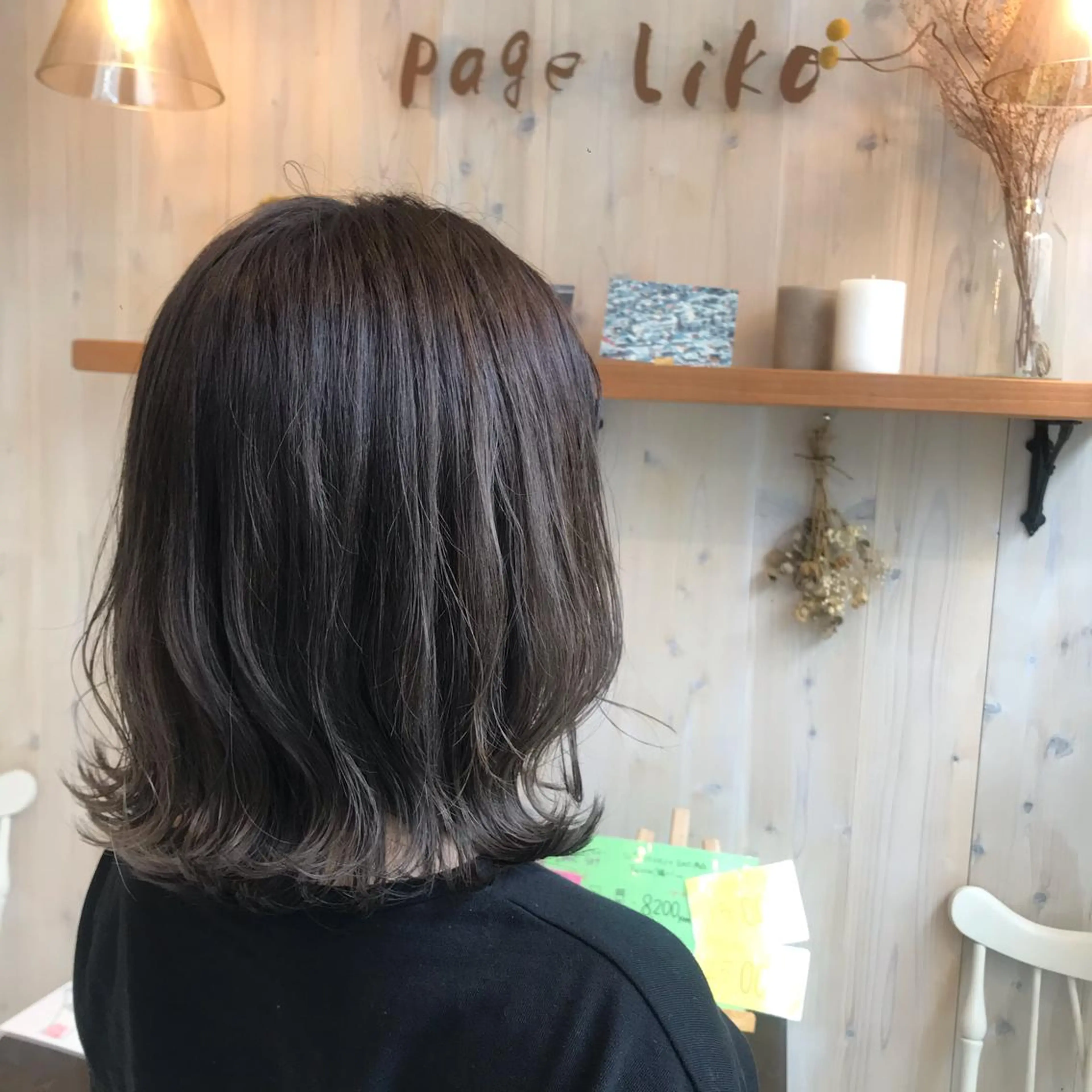 ミディアム カラー バレイヤージュ ダークグレー レイヤーカット 透明感カラー/ 寺田千雅子のヘアスタイル