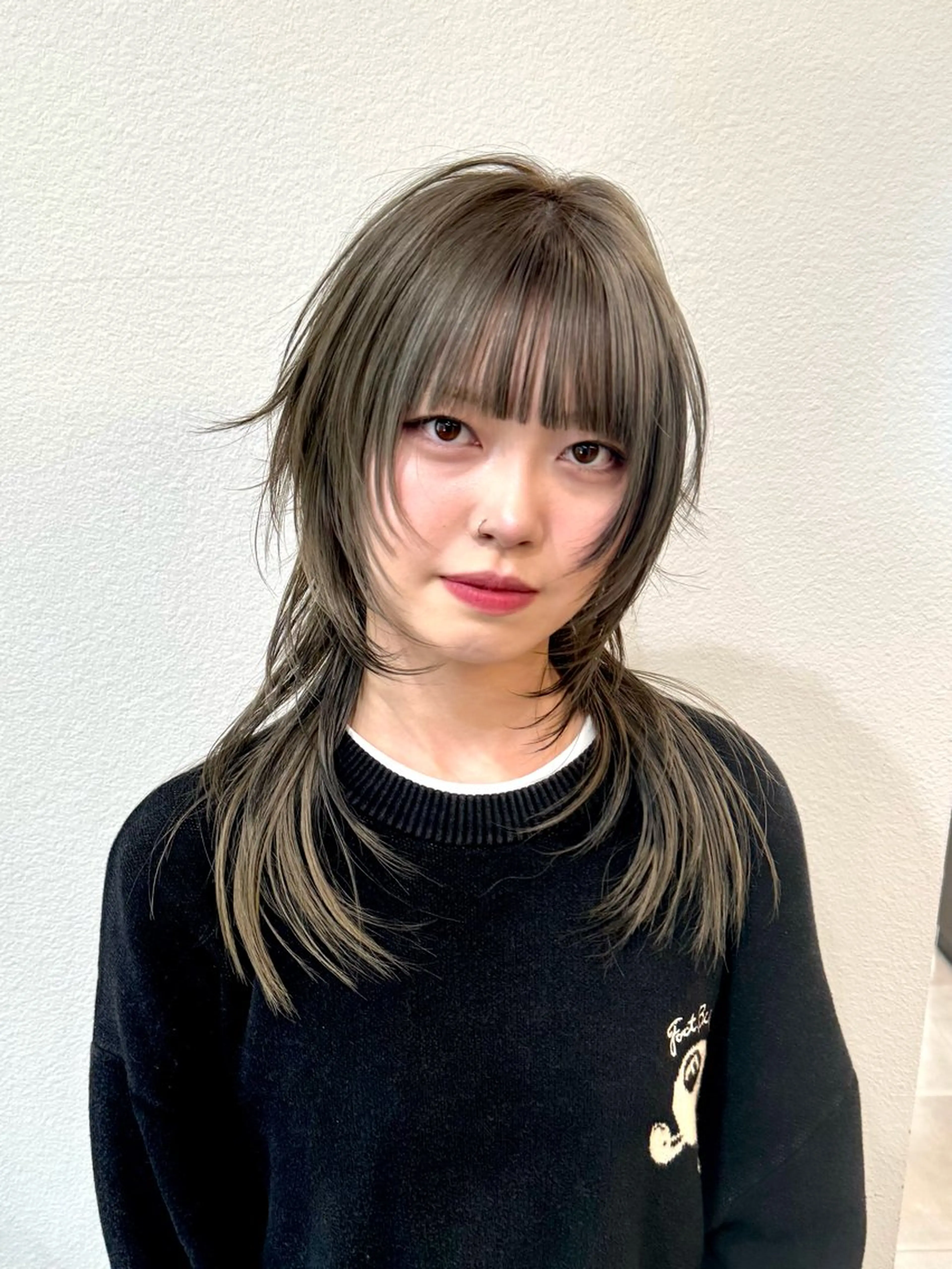 セミロング ハッシュカット レイヤーカット ウルフカット カット ヘアカラー トリートメント ハイトーン/レイヤー /ウルフ⭐️永田⭐️のヘアスタイル