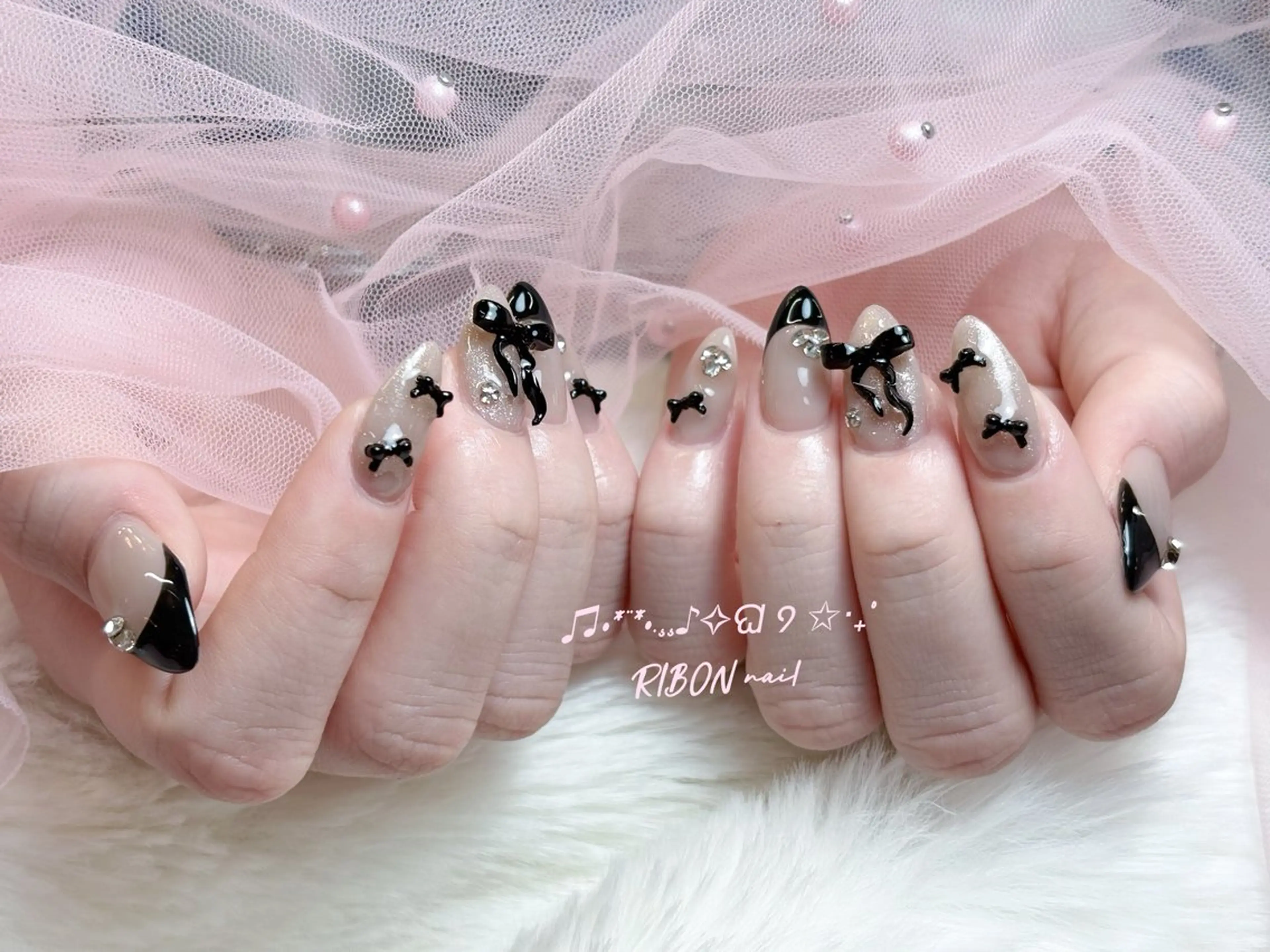 ネイル チークネイル 長さ出し フレンチネイル ジェルネイル グラデーション ハンドネイル RIBON nail salonのネイルデザイン