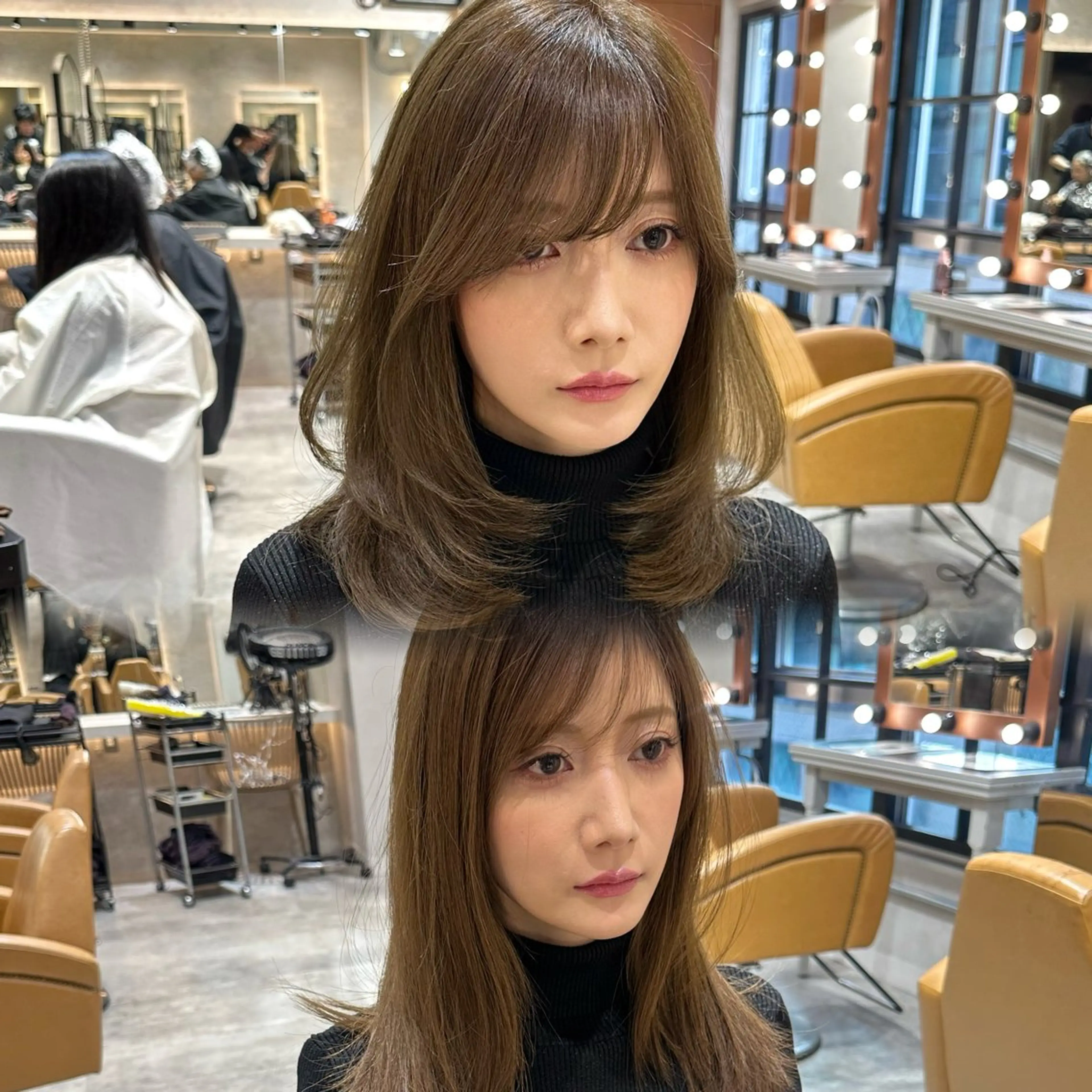 ミディアム 顔周りカット 韓国風ヘア 小顔カット カット ヘアカラー トリートメント ヘアセット 銀座副店長/レイヤー /髪質改善/田島のヘアスタイル