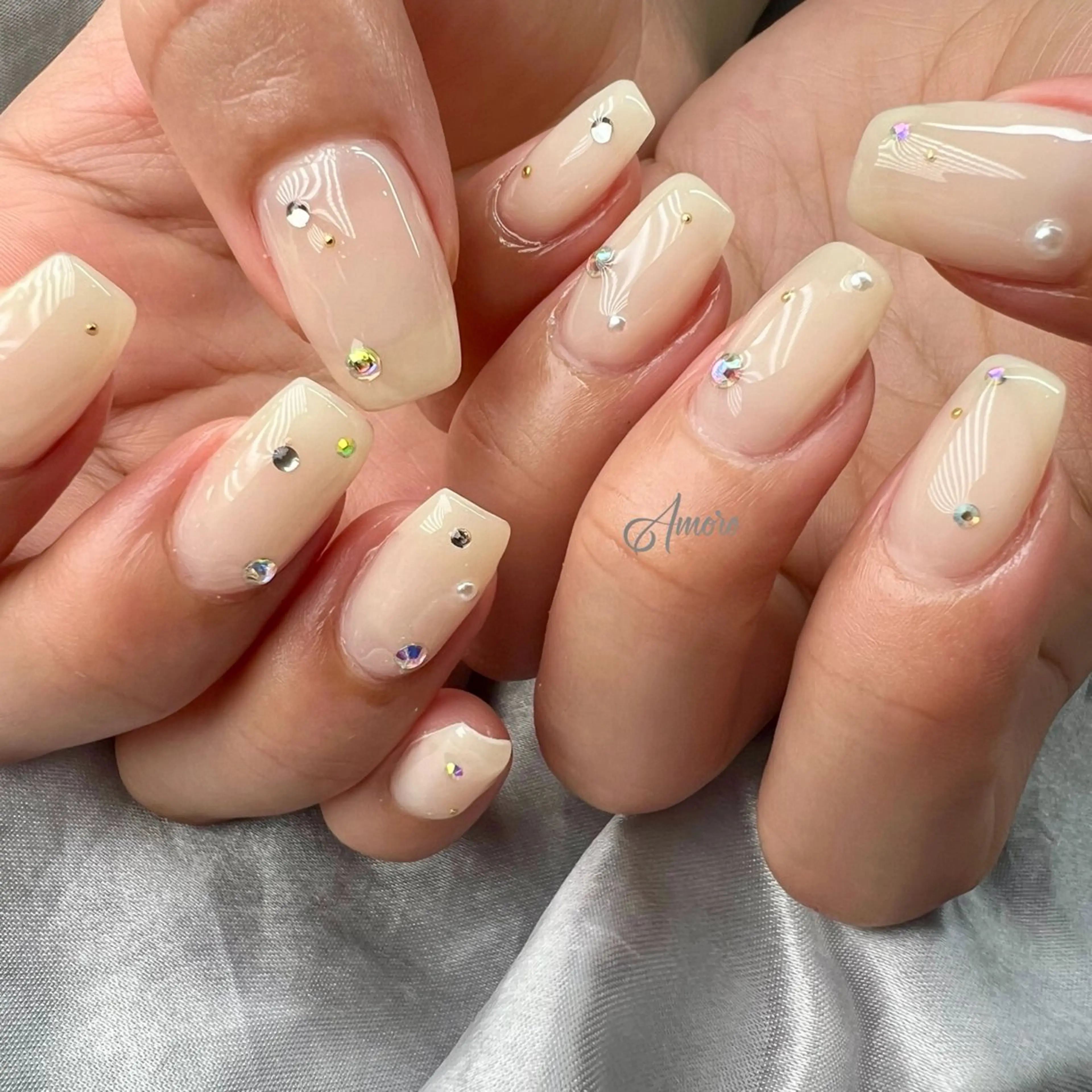 ネイル ジェルネイル キラキラネイル 韓国ネイル パラジェル 冬ネイル You kyehwaのネイルデザイン