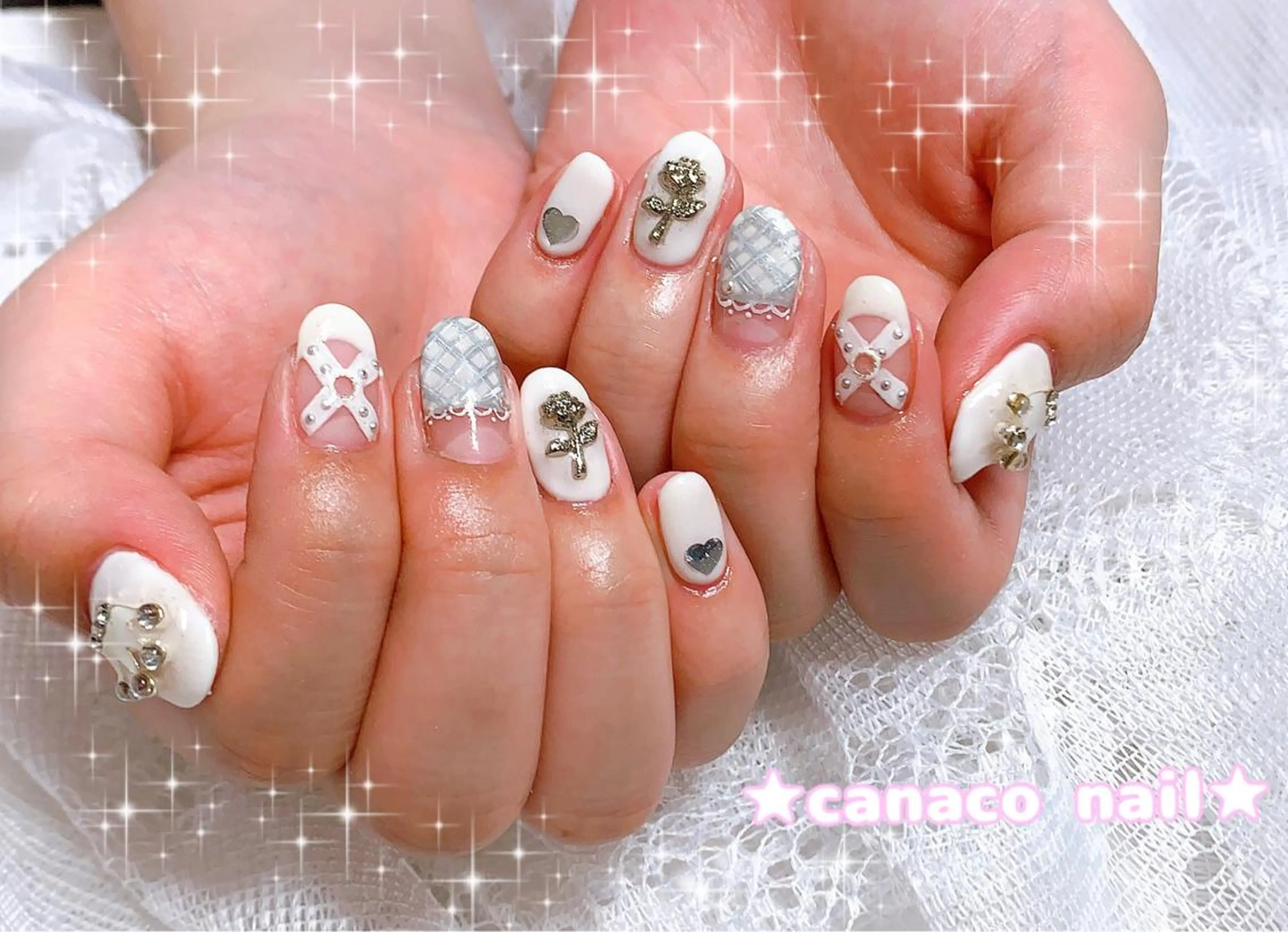 ネイル アートネイル ジェルネイル ガーリー 持ち込み パラジェル ハンドネイル ハンドケア ベテランネイル cnc  nailのネイルデザイン