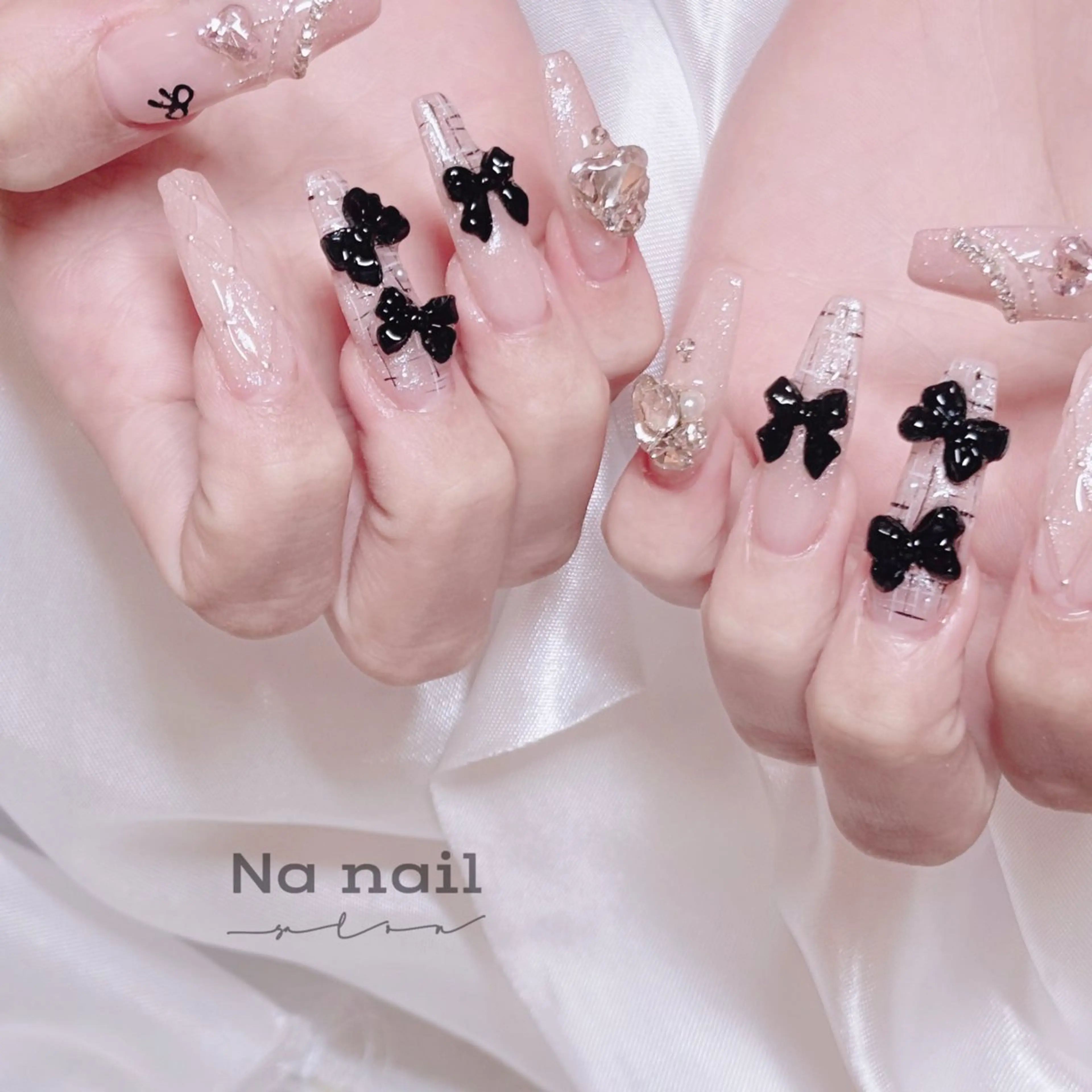 ネイル ジェルネイル ハート ピンク リボン 春ネイル ハンドネイル ハンドケア CC Nail 高田馬場のネイルデザイン