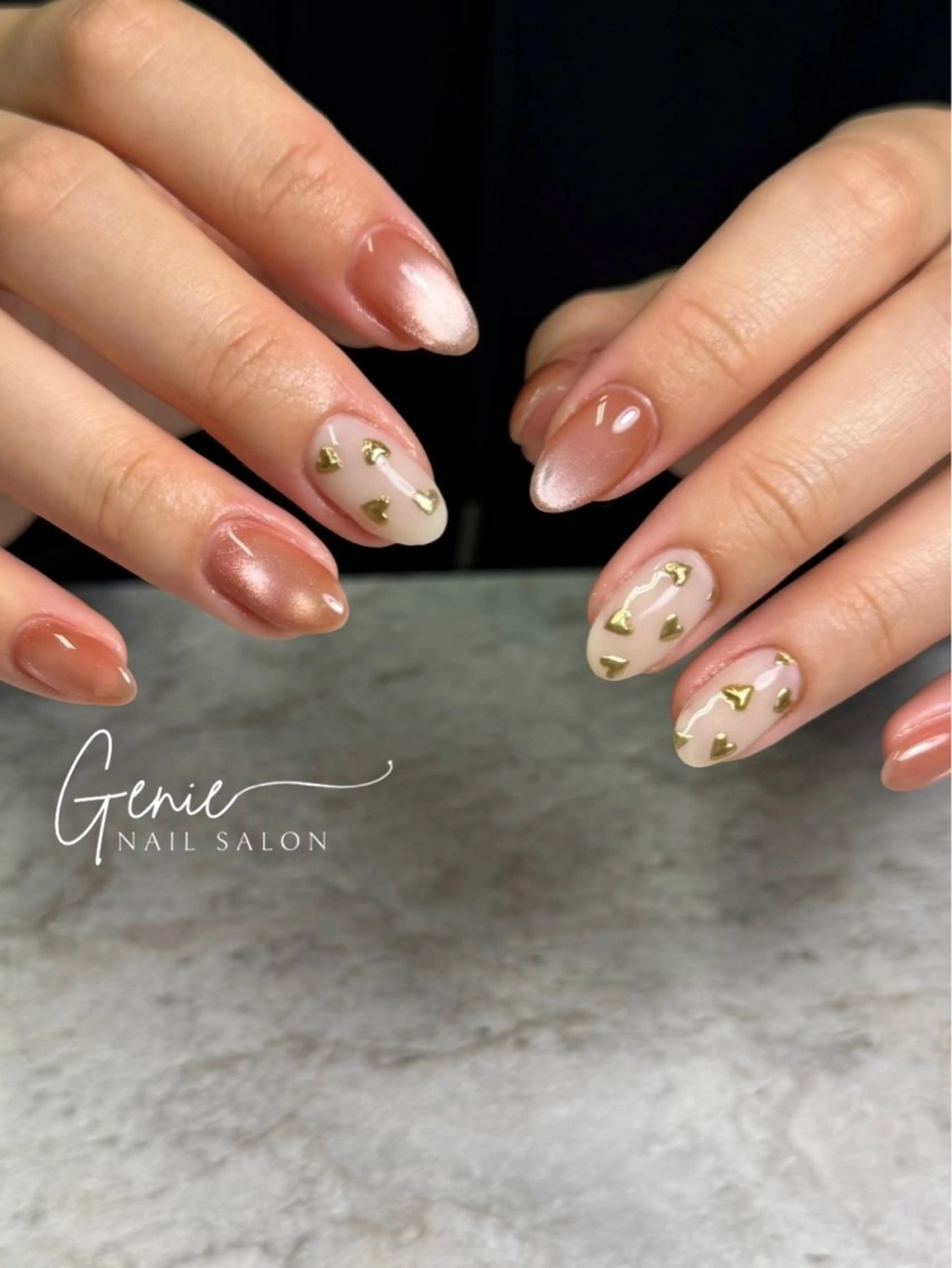 ネイル ハート マグネットネイル ハンドネイル Nail salon Genieのネイルデザイン