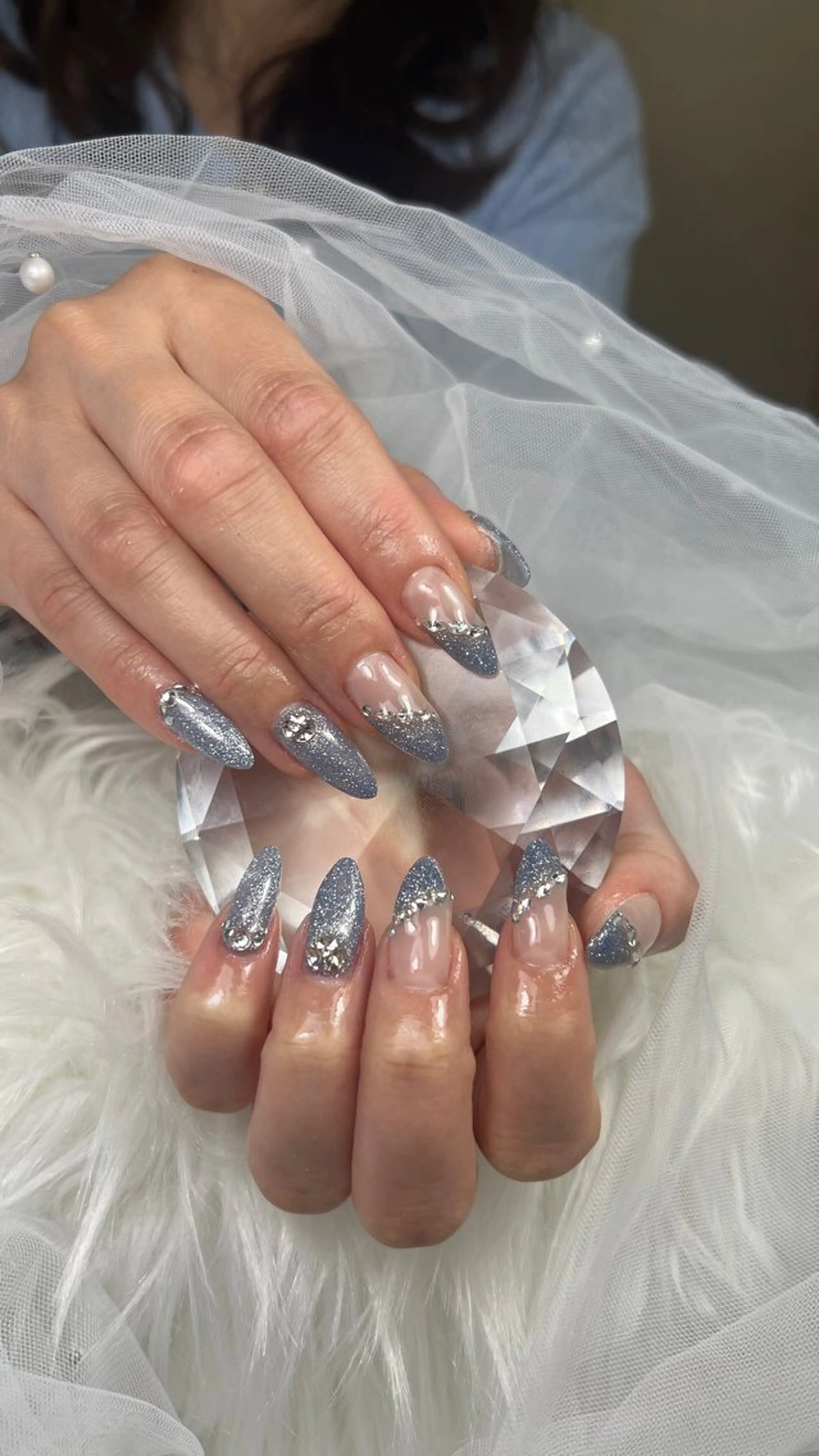 ネイル アートネイル オーロラネイル チークネイル 長さ出し フットネイル ハンドネイル フットネイル ハンドケア Noiranail_ studio川越西口のネイルデザイン