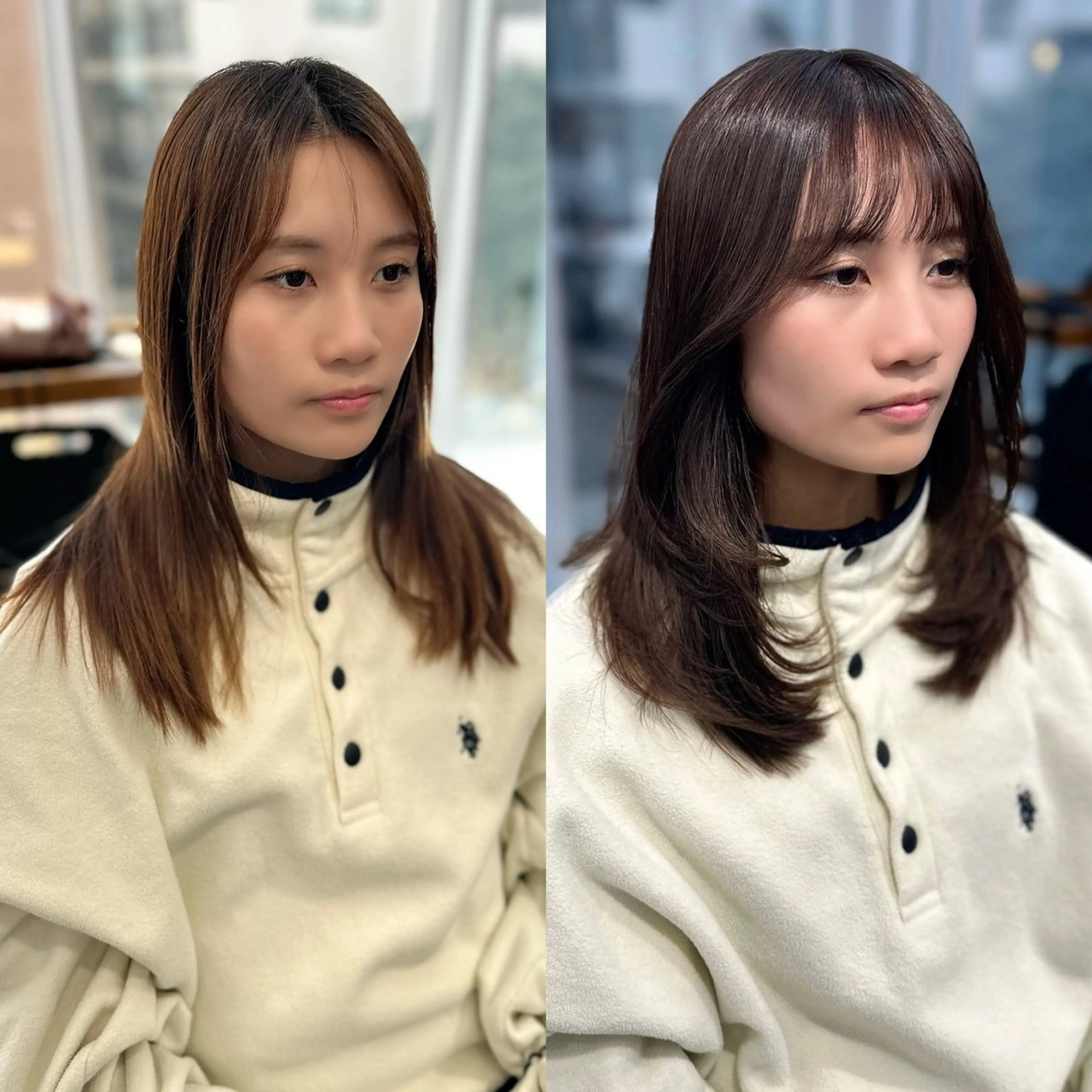 ロング カラー パーマ ヘアアレンジ メンズ キッズ レイヤーカット 🌿透け感カラーのヘアスタイル