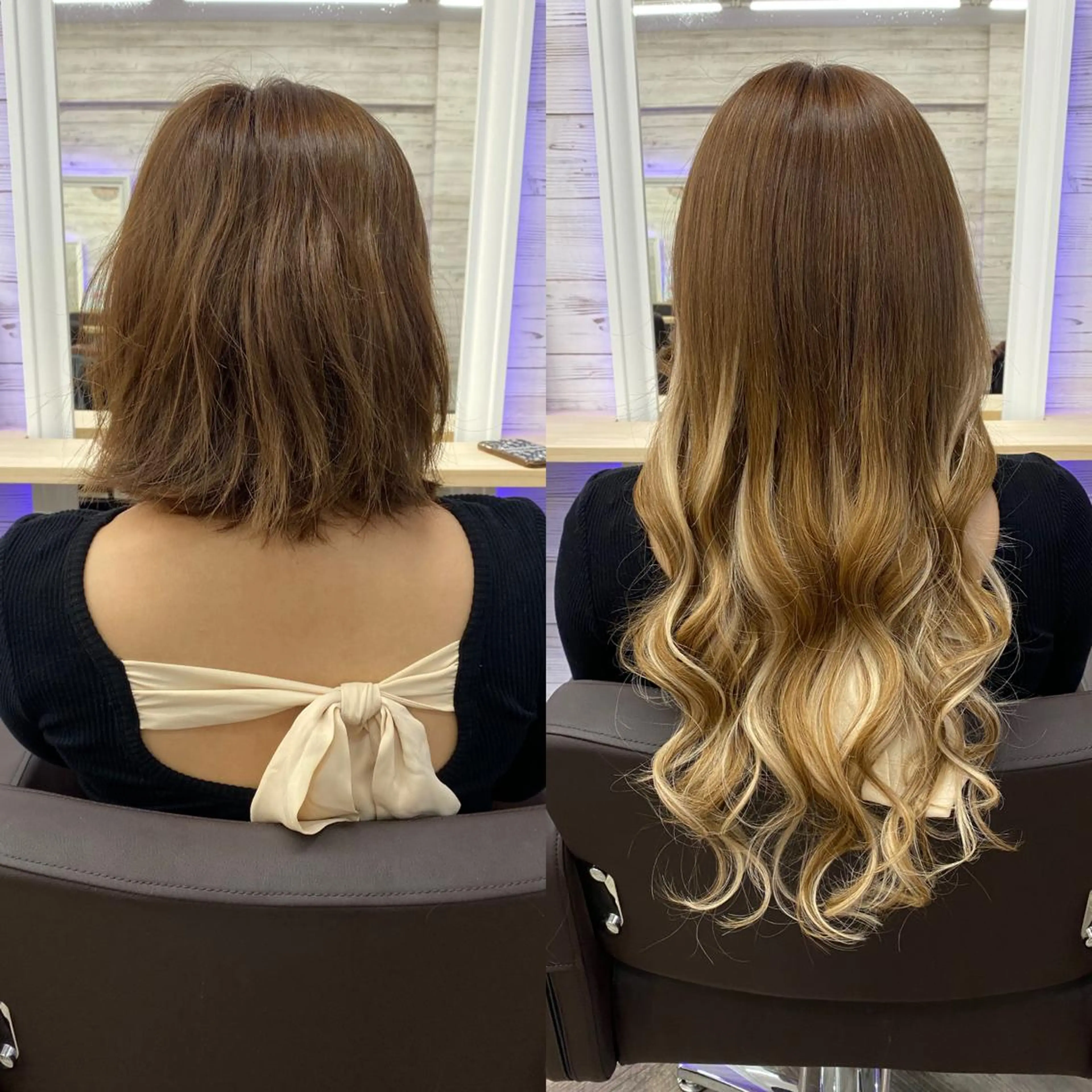 ミディアム カラー ヘアアレンジ アイブロウ ショートボブ 編み込みエクステ シールエクステ ミディアムパーマ バレイヤージュ LAVENDIA 初音のヘアスタイル