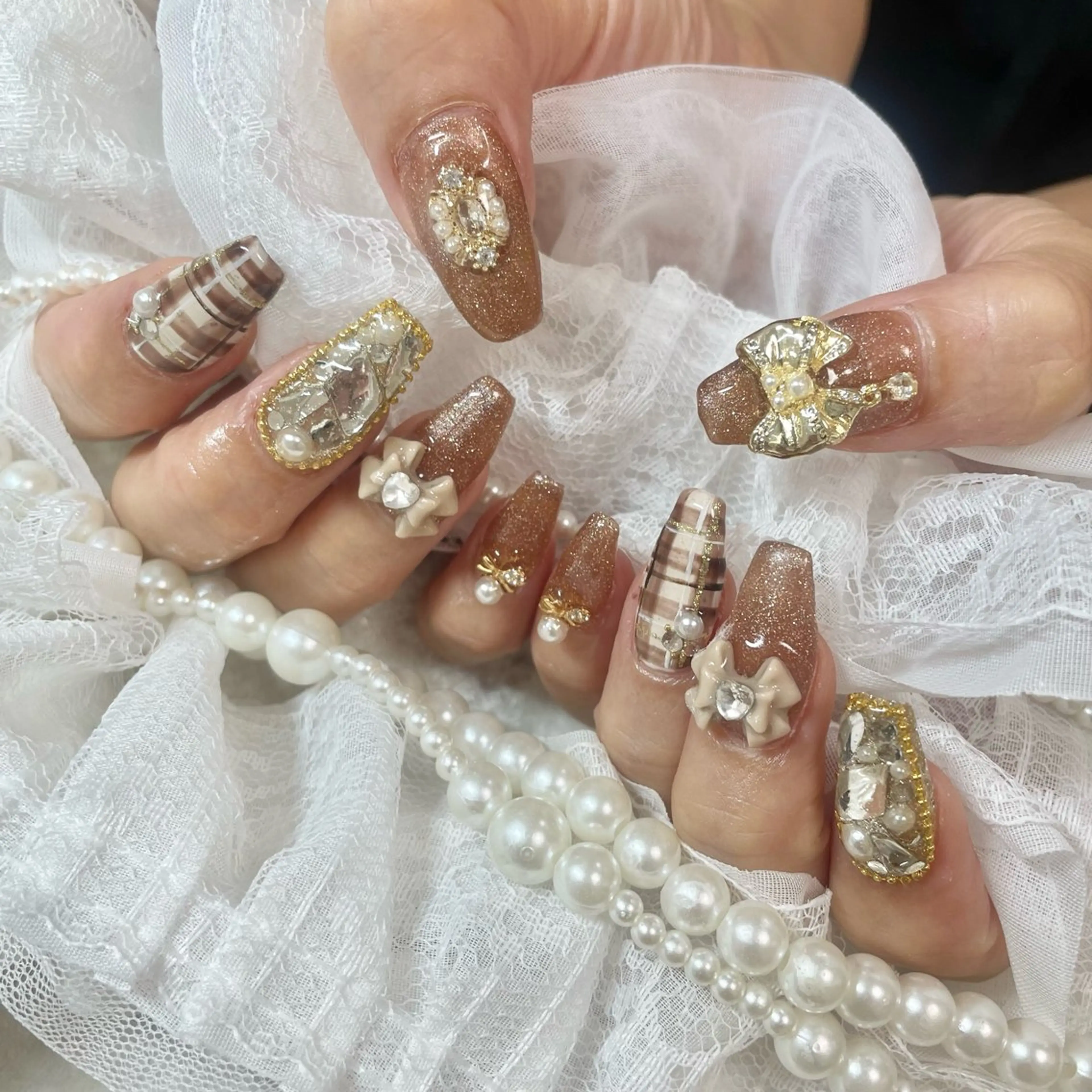 ネイル ブラウン ハンドネイル フットネイル 🎀AYAKO 🎀中韓ネイルのネイルデザイン