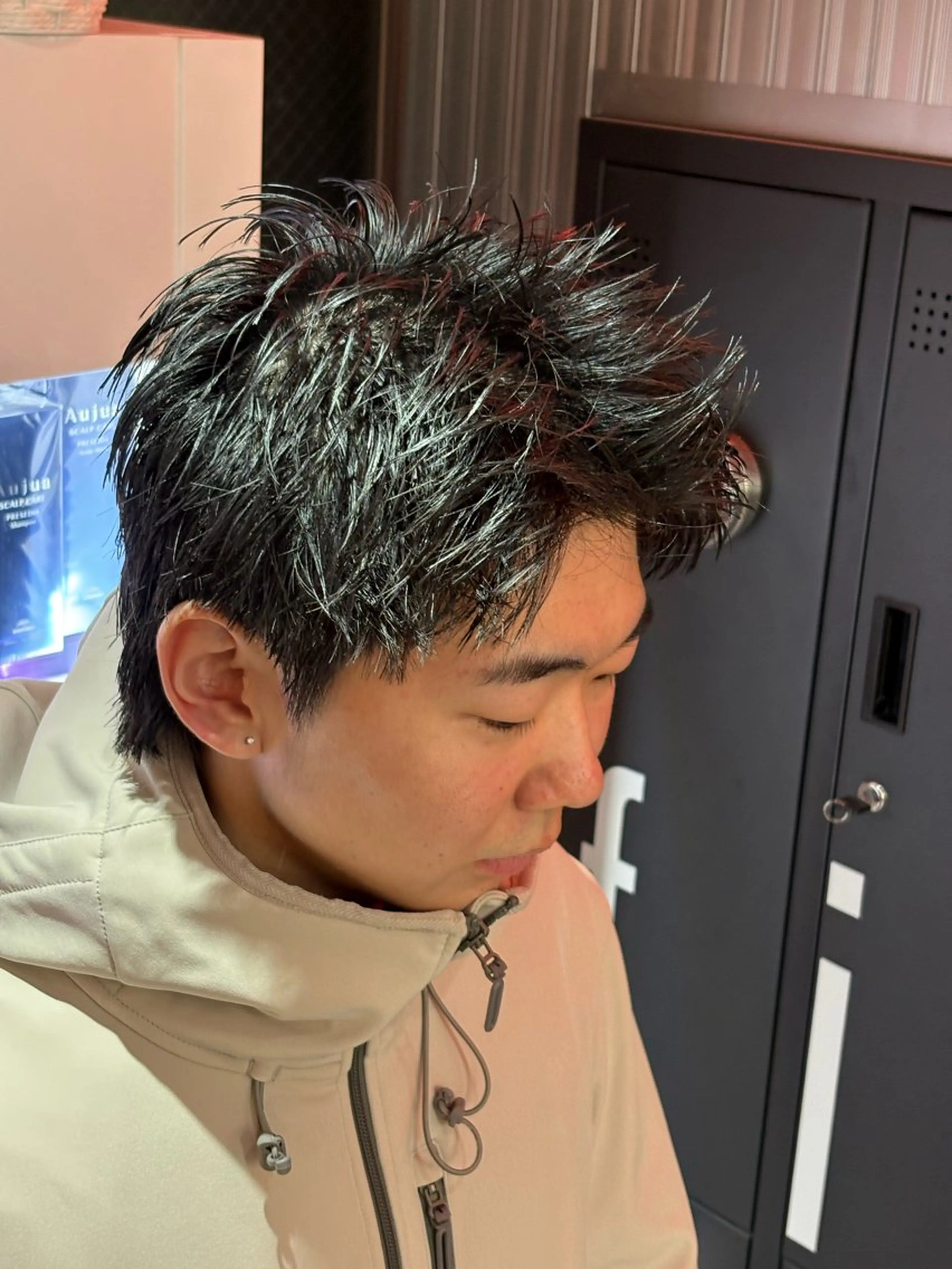 ショート カラー パーマ メンズ カット ヘアセット メンズパーマ特化 🔥韓国ヘア職人🔥のヘアスタイル