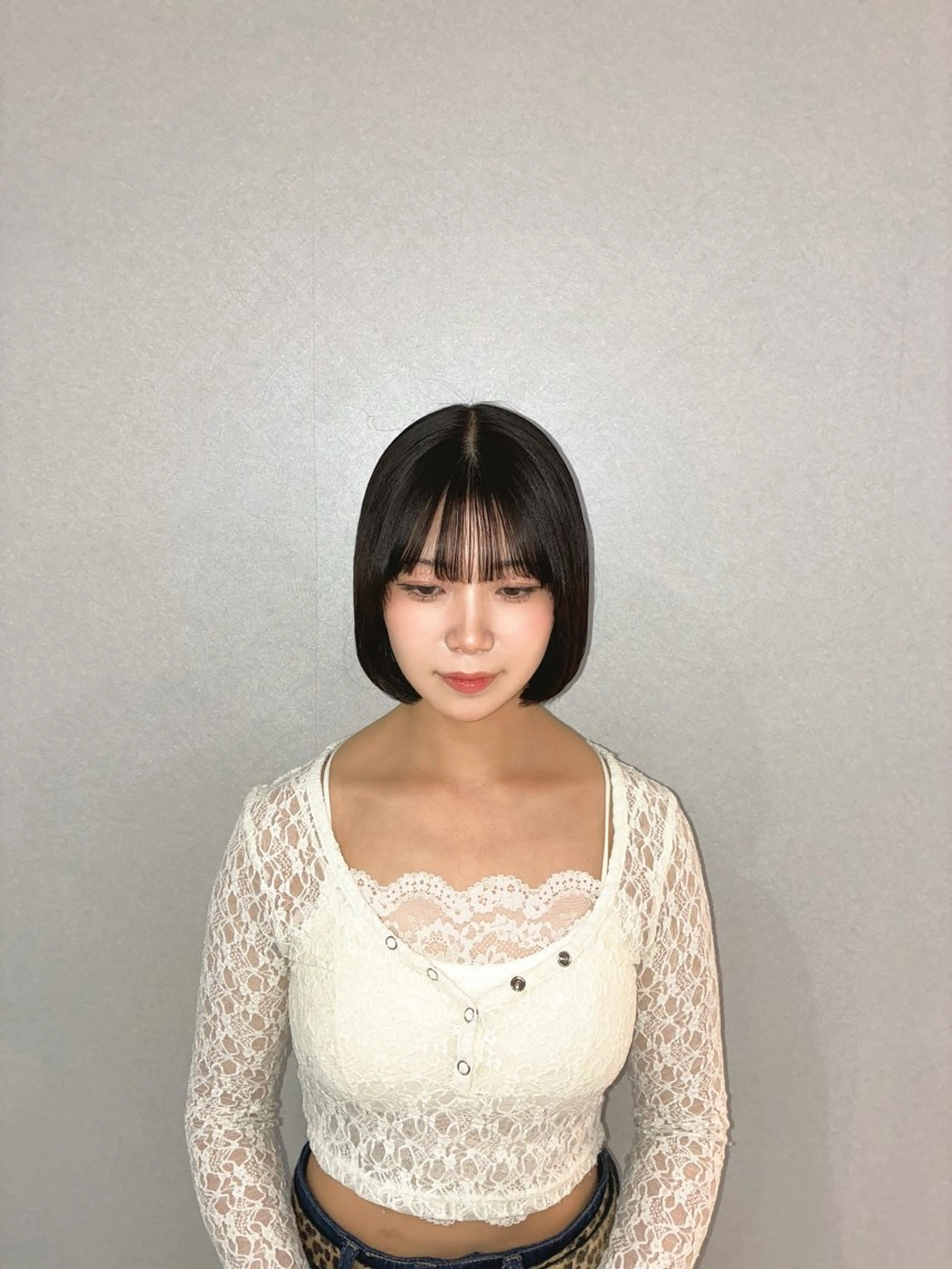 ミディアム 切りっぱなしボブ ボブ ハナダ メイのヘアスタイル