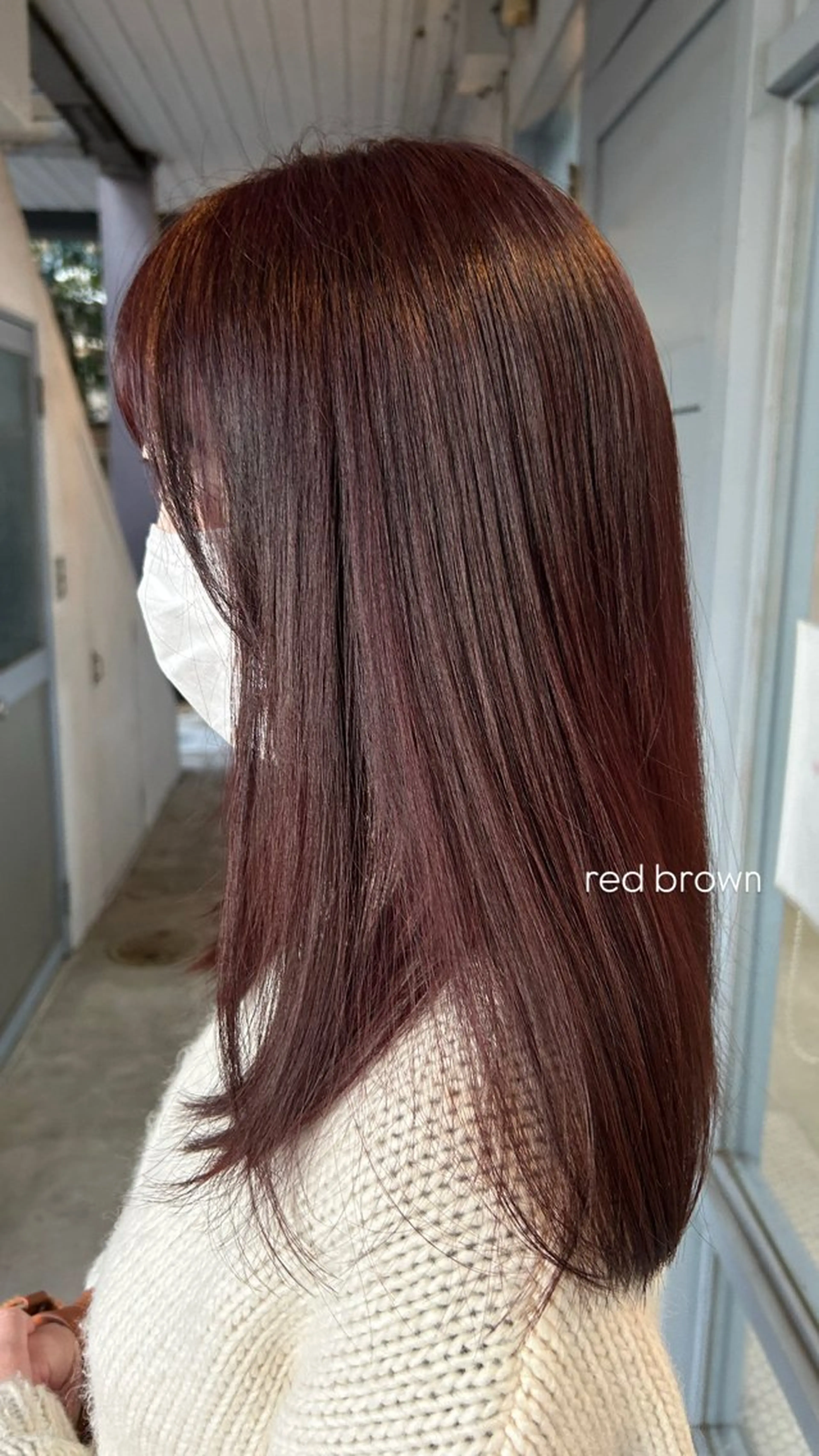 ロング レッドブラウン 髪質改善 韓国風ヘア ヘアカラー 本澤 朋香のヘアスタイル