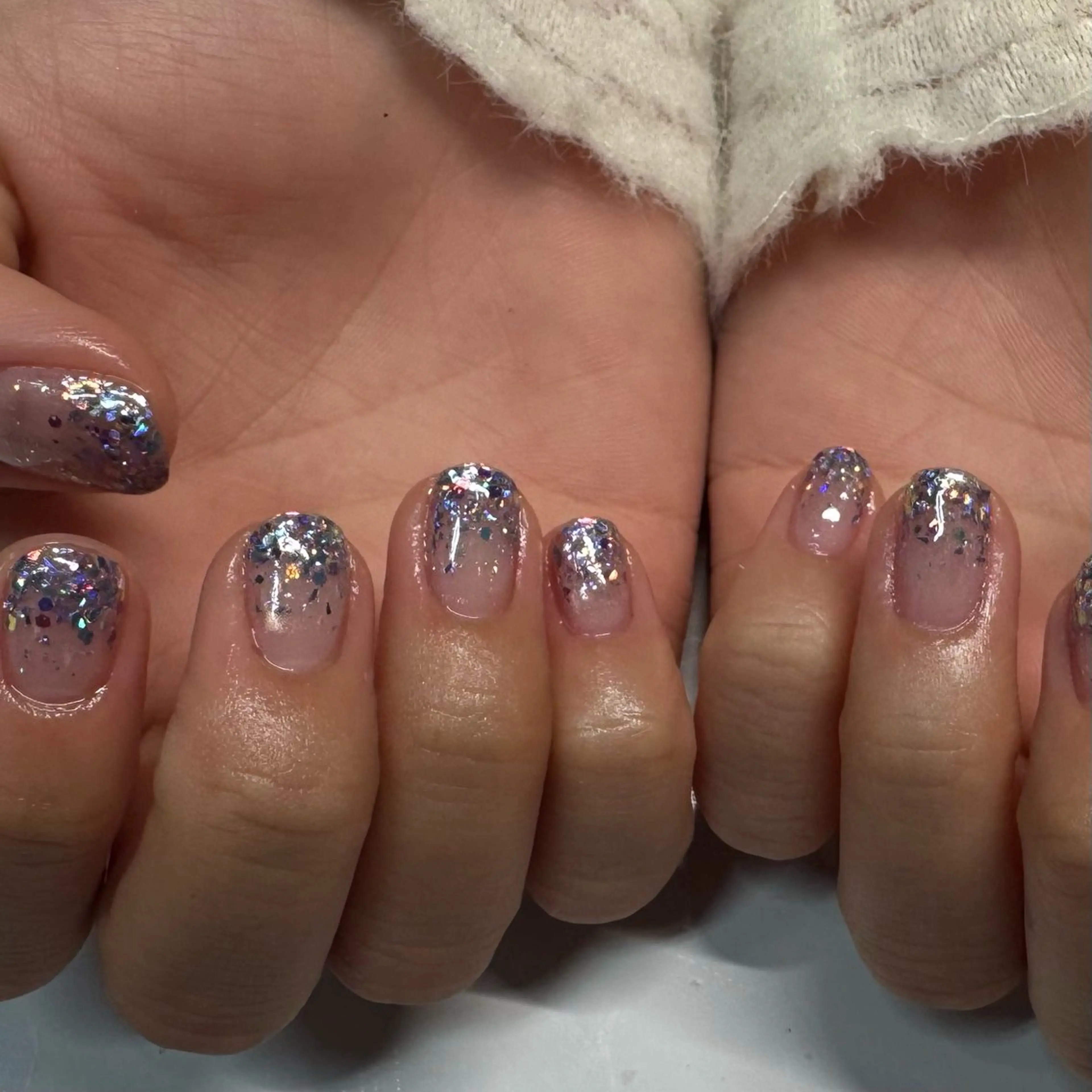 ネイル ブルー グラデーション ラメ(グリッター) ラメグラデーション JilL次郎丸店 橋本のネイルデザイン