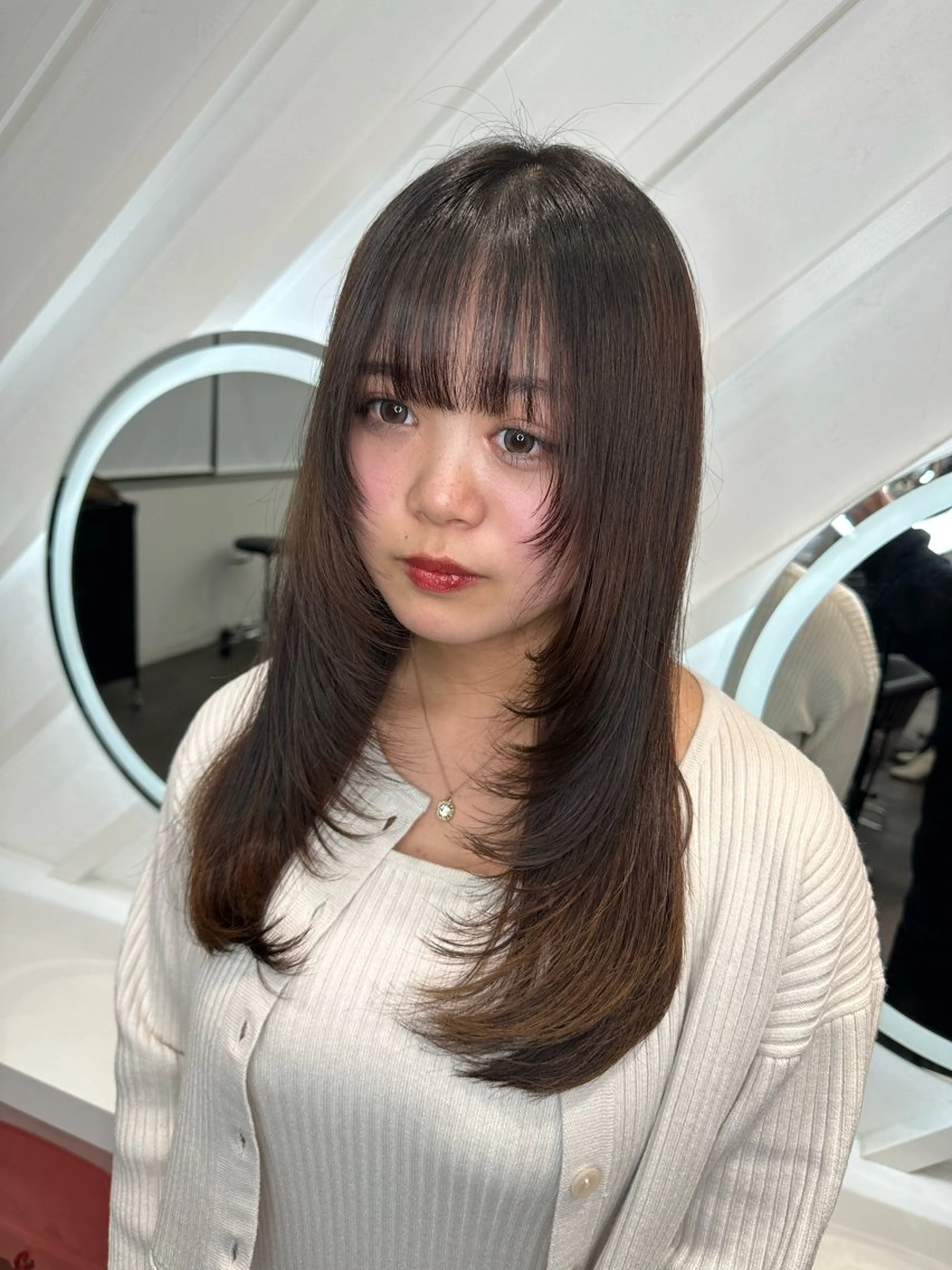 ミディアム 山崎/ボブ縮毛矯正 レイヤー髪質改善のヘアスタイル