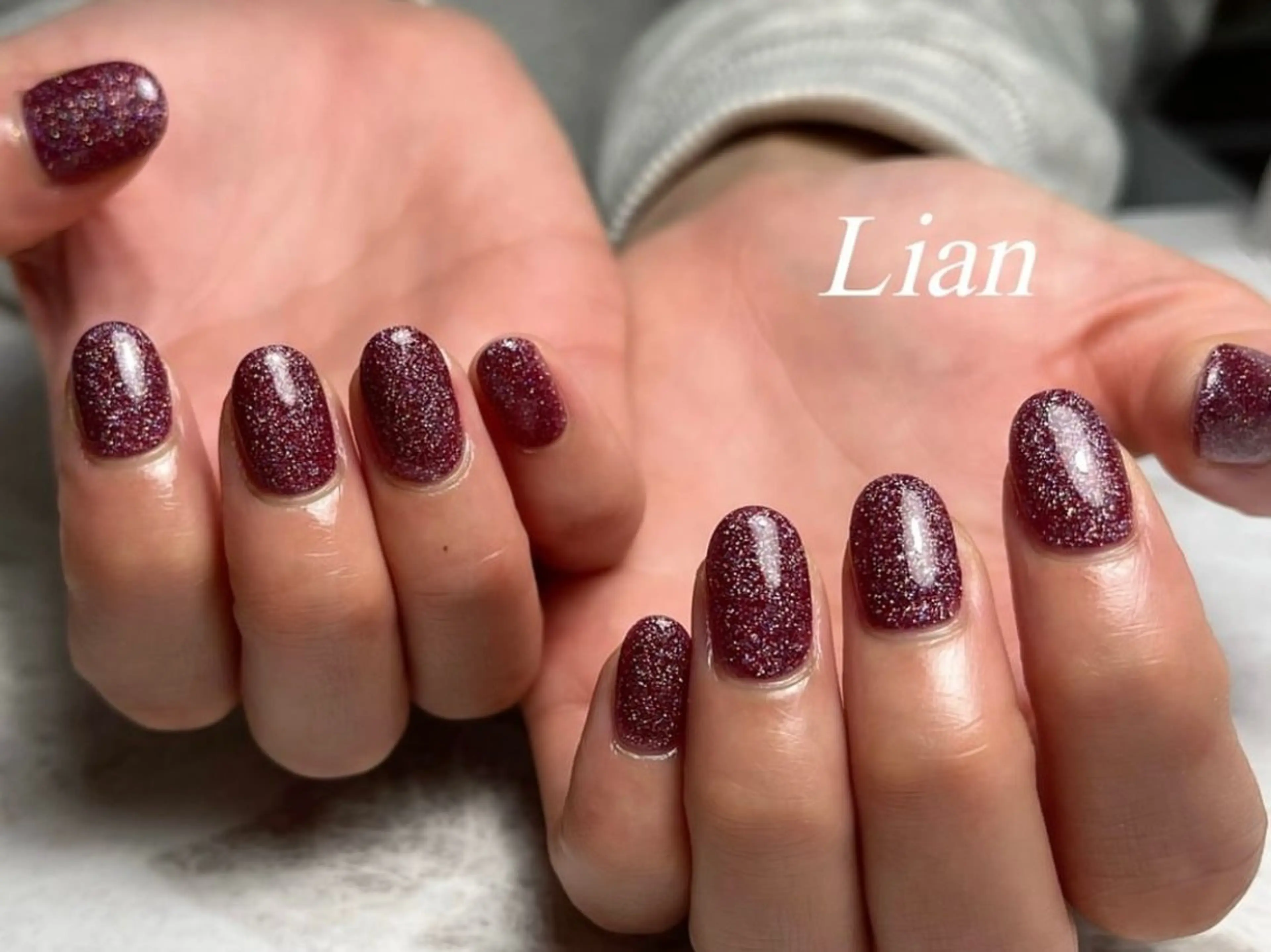 ネイル オーロラネイル ラメ(グリッター) ワンカラーネイル nail salon Lianのネイルデザイン