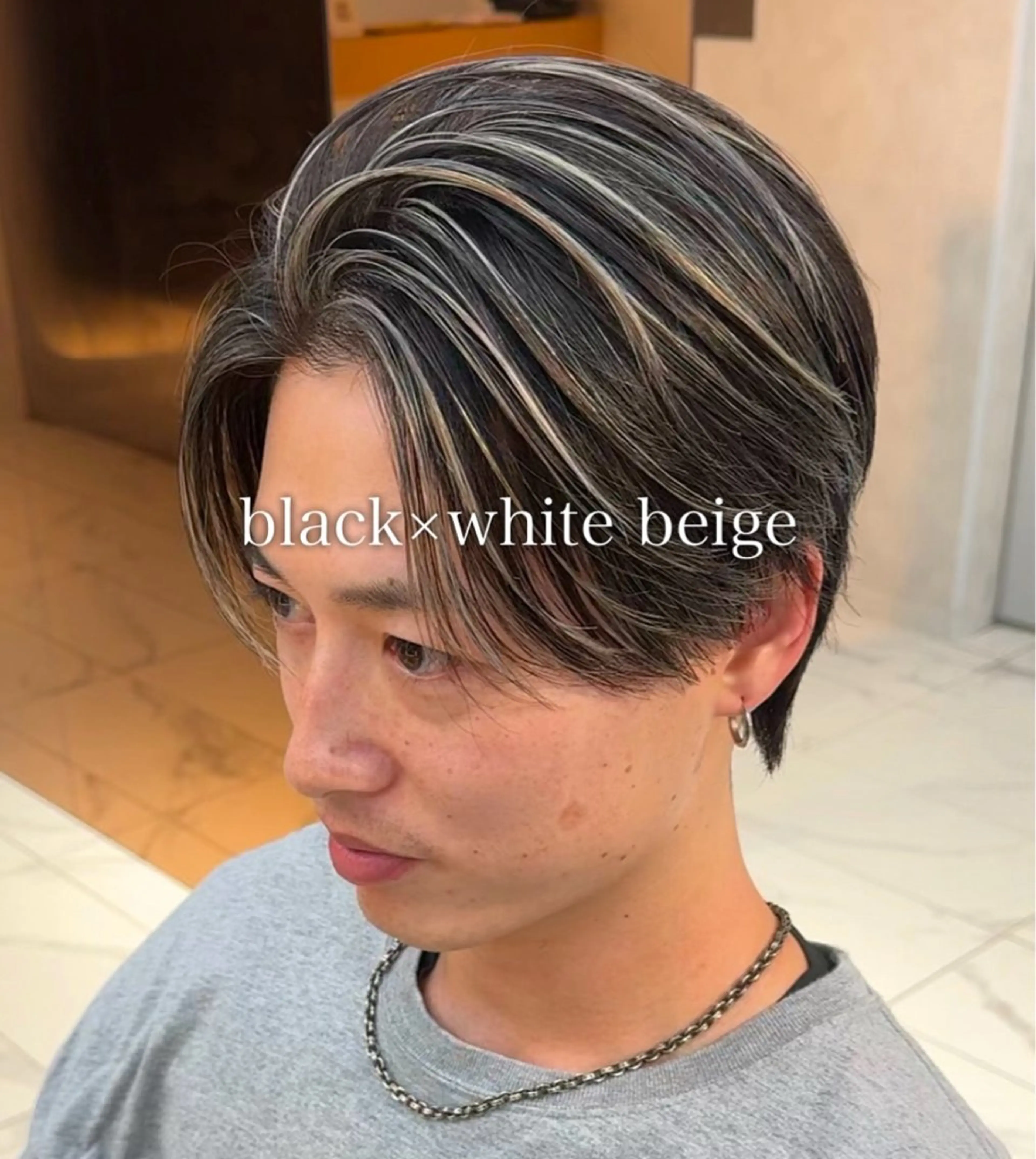 メンズ センターパート メンズハイライト メンズメッシュ 白髪ぼかし/メッシュ ハイライト/ゆうとのヘアスタイル