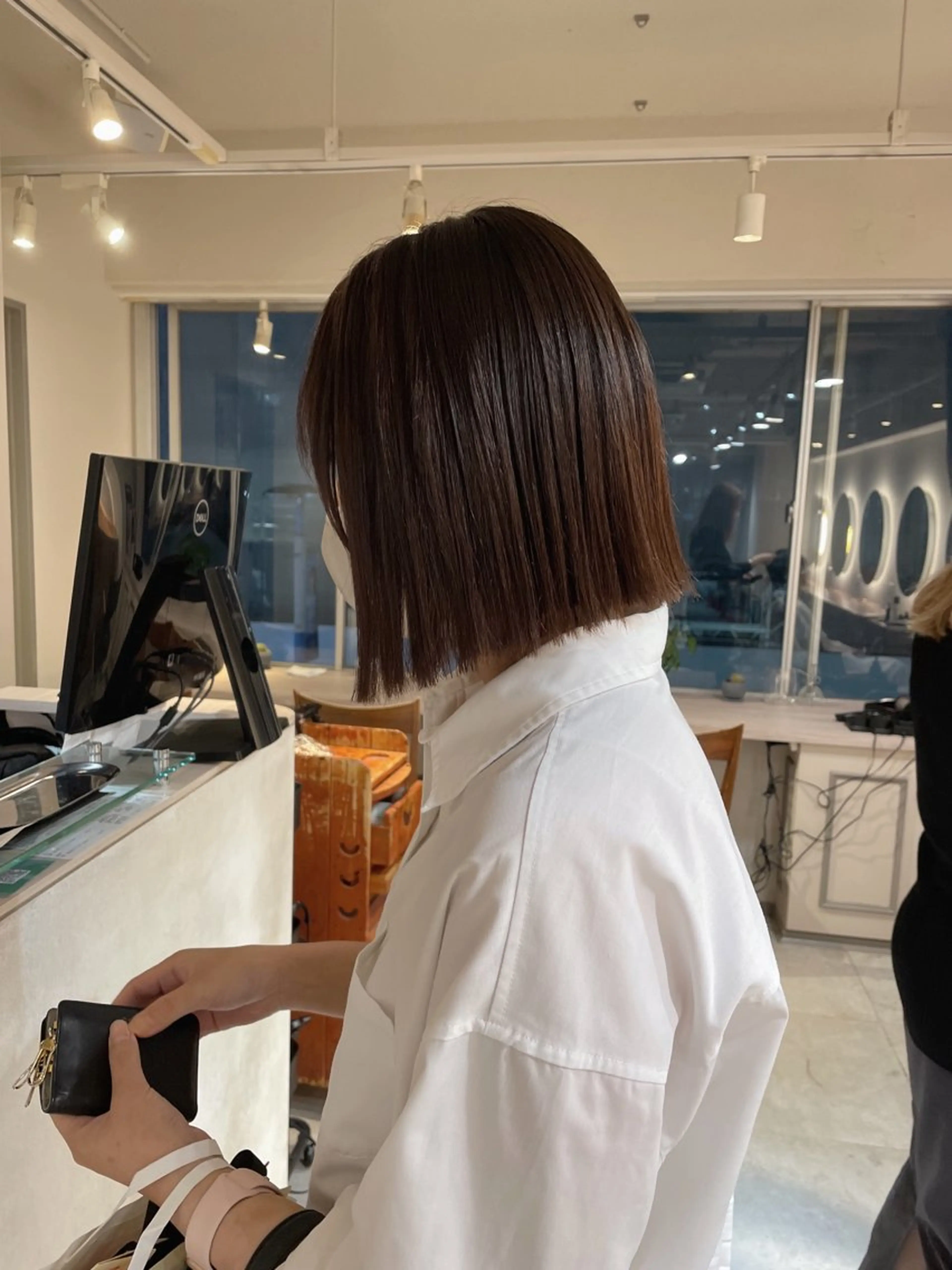 ミディアム 縮毛矯正 切りっぱなしボブ ソノキユウカのヘアスタイル