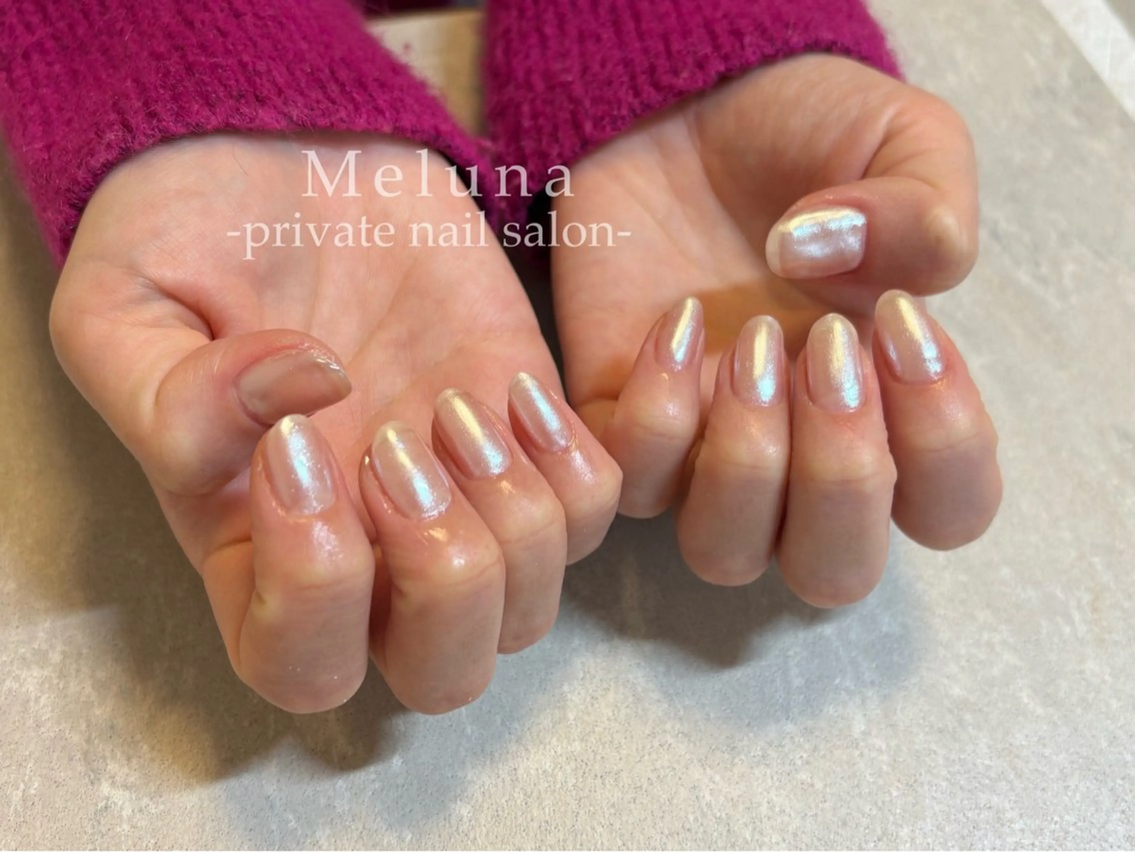 ネイル ミラーネイル ワンカラーネイル ホワイト ハンドネイル Meruna .ﾒﾙｰﾅ.のネイルデザイン