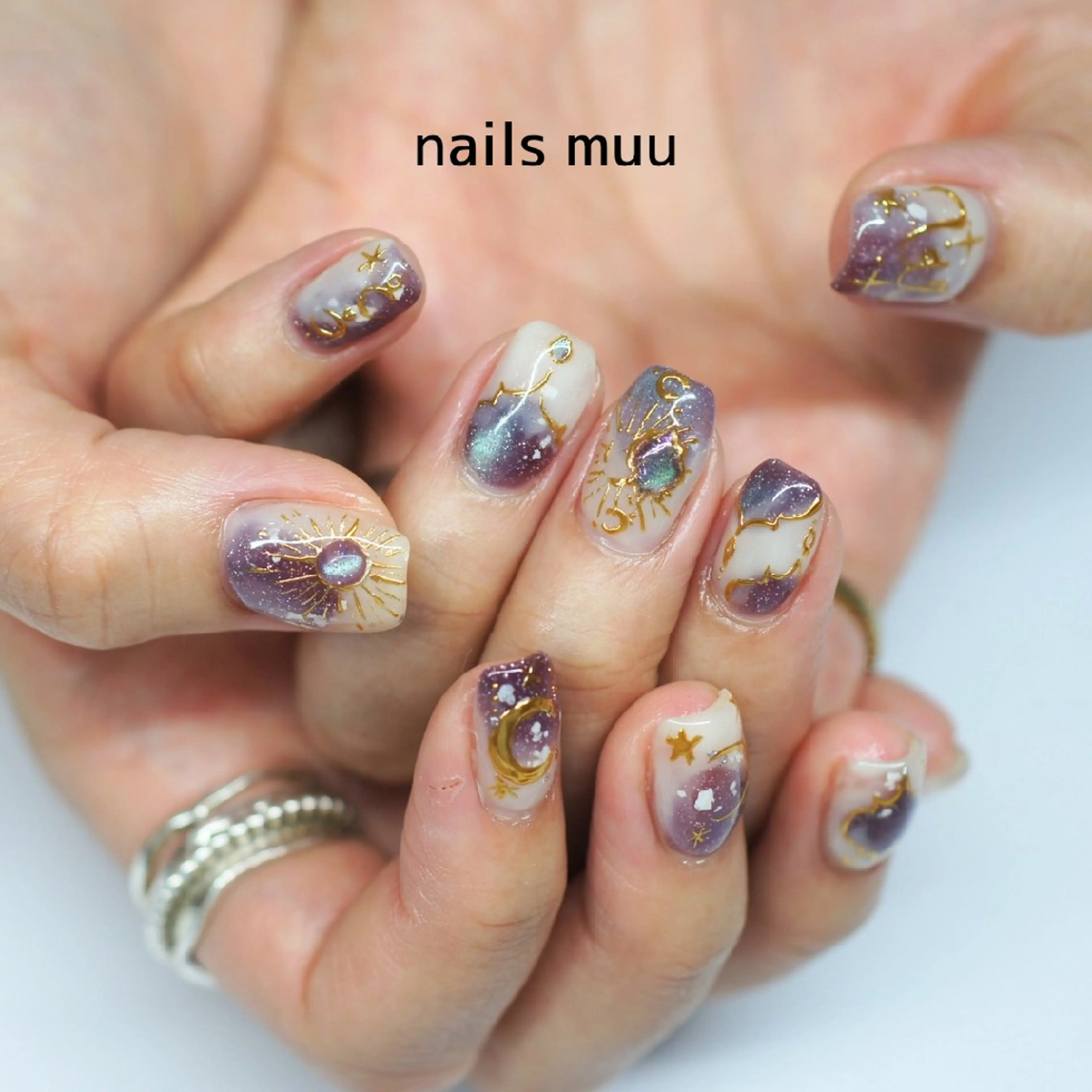 ネイル ブルー 春ネイル ハンドネイル nails muu まゆのネイルデザイン
